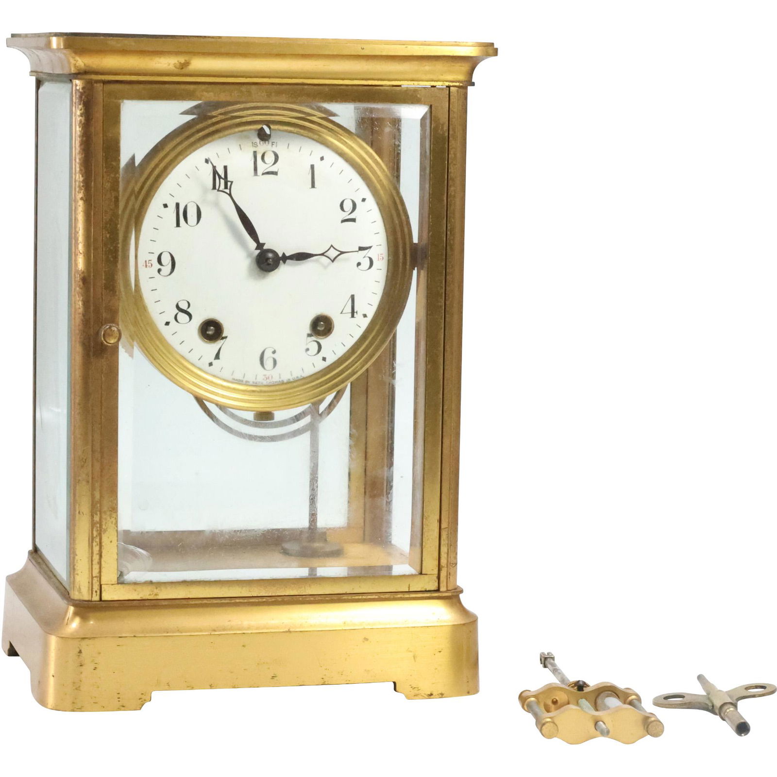 Seth Thomas Brass Frame Crystal Regulator Clock, Key, Pendulum (1 of 19)