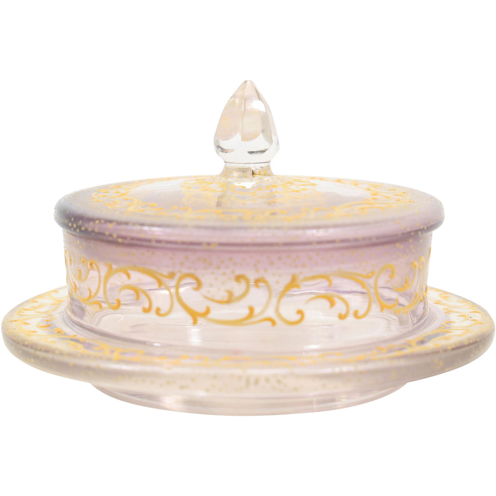 Moser Glass Covered Powder Jar with Gold Enamel Decoration (1 of 13)