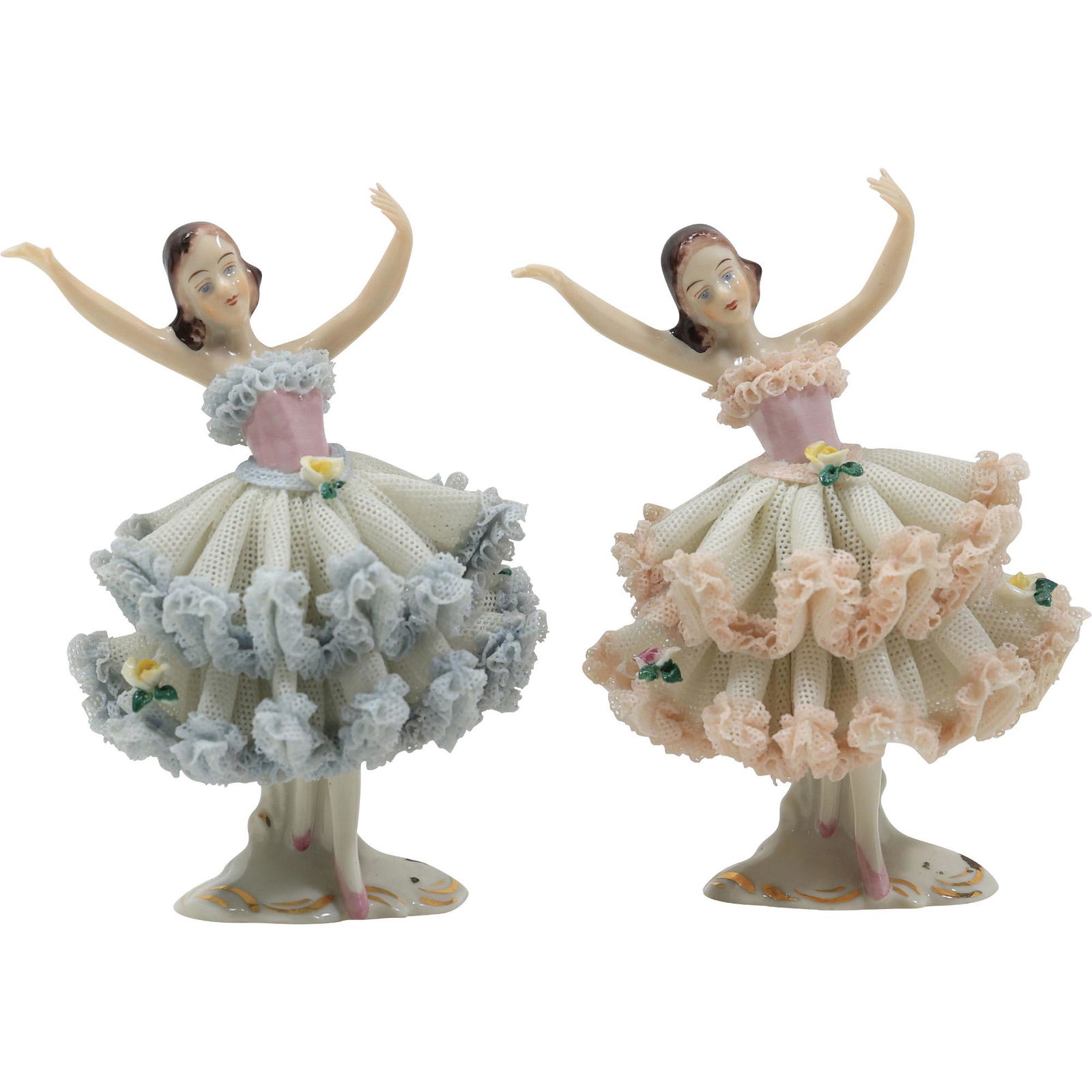 [2] Antique German Porcelain Ballerinas with Fine Lace Dresses (1 of 18)