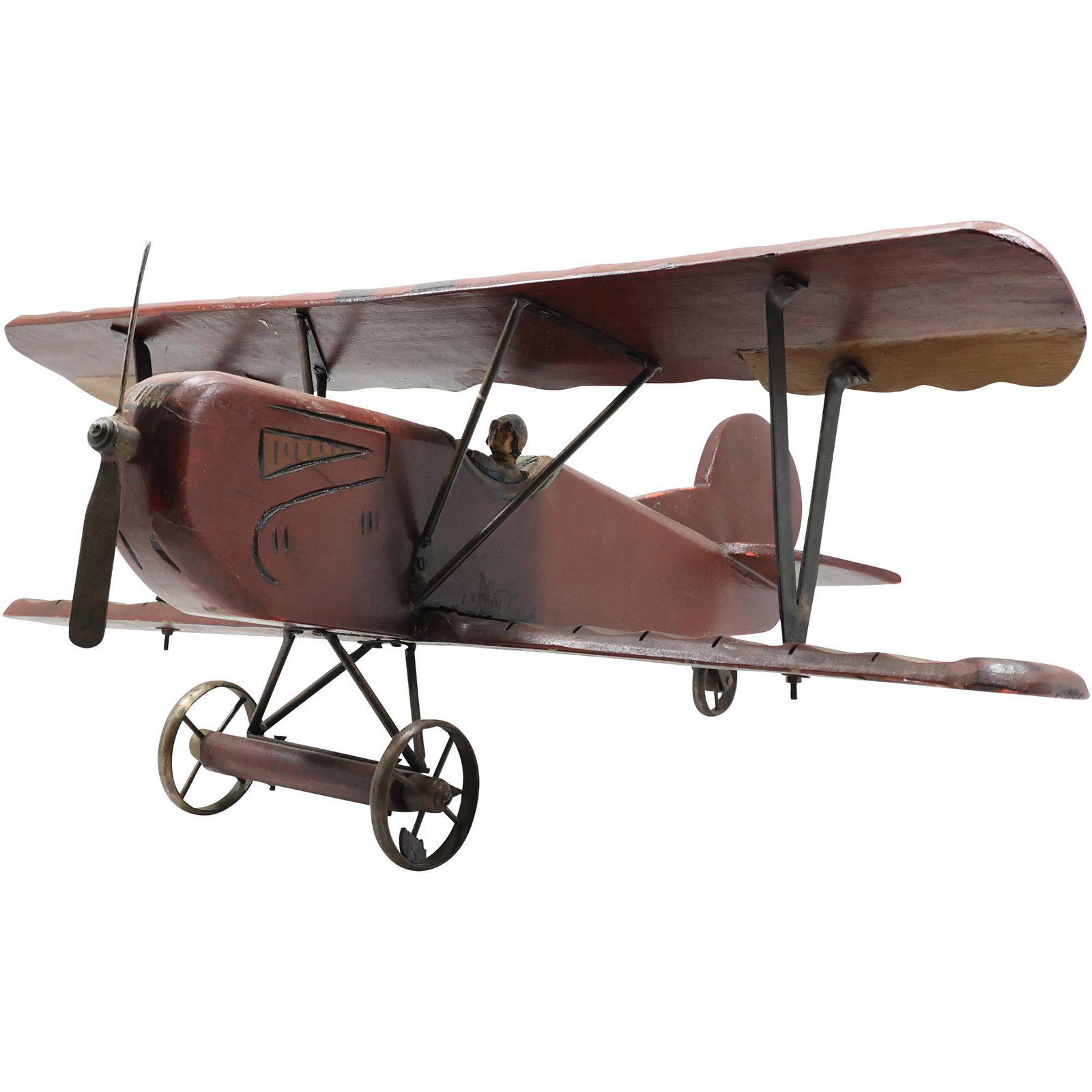 Folky Wooden Glider Plane, Iron Wheels, Original Paint Finish, 30 inches: Folky Wooden Glider Plane, Iron Wheels, Original Paint Finish, 30 inches. size: 13.25h 30w