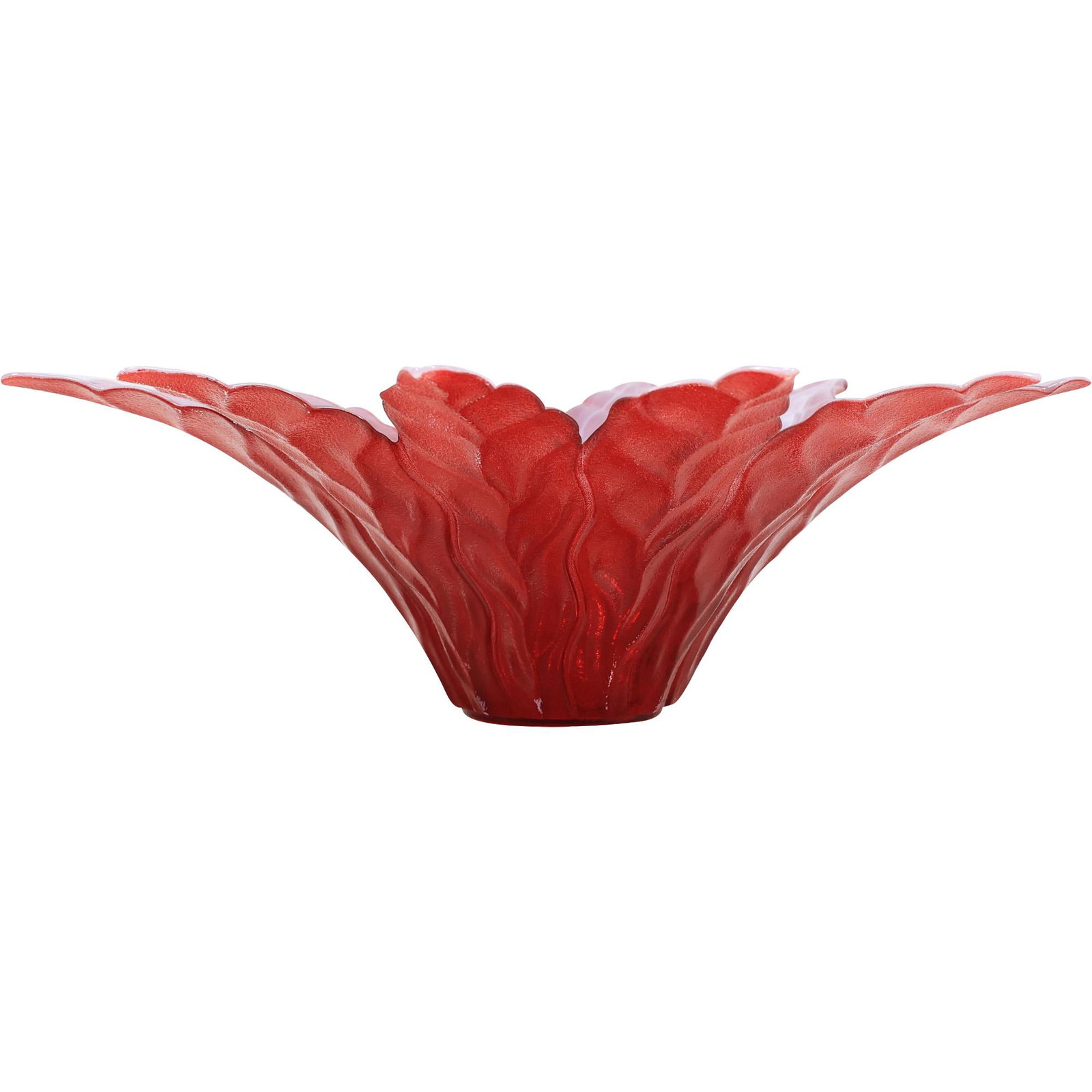 Murano Italian Art Glass Red Lotus Leaf Large Bowl 19 inches diameter - Original Label: Murano Italian Art Glass Red Lotus Leaf Large Bowl 19 inches diameter - Original Label. size: 6h 19w
