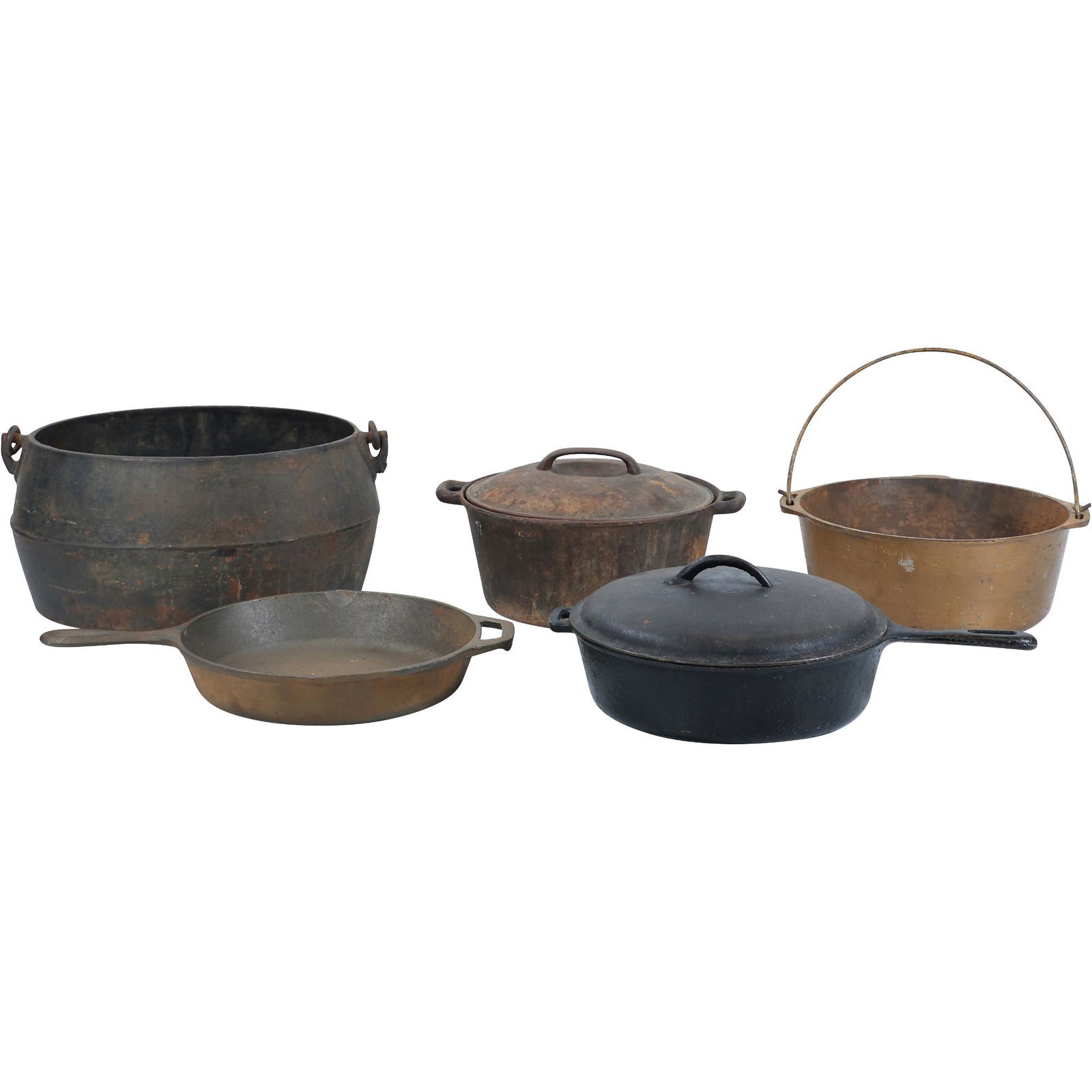 [5] Assorted Estate Grouping Cast Iron Cooking Pots and Pans (1 of 20)