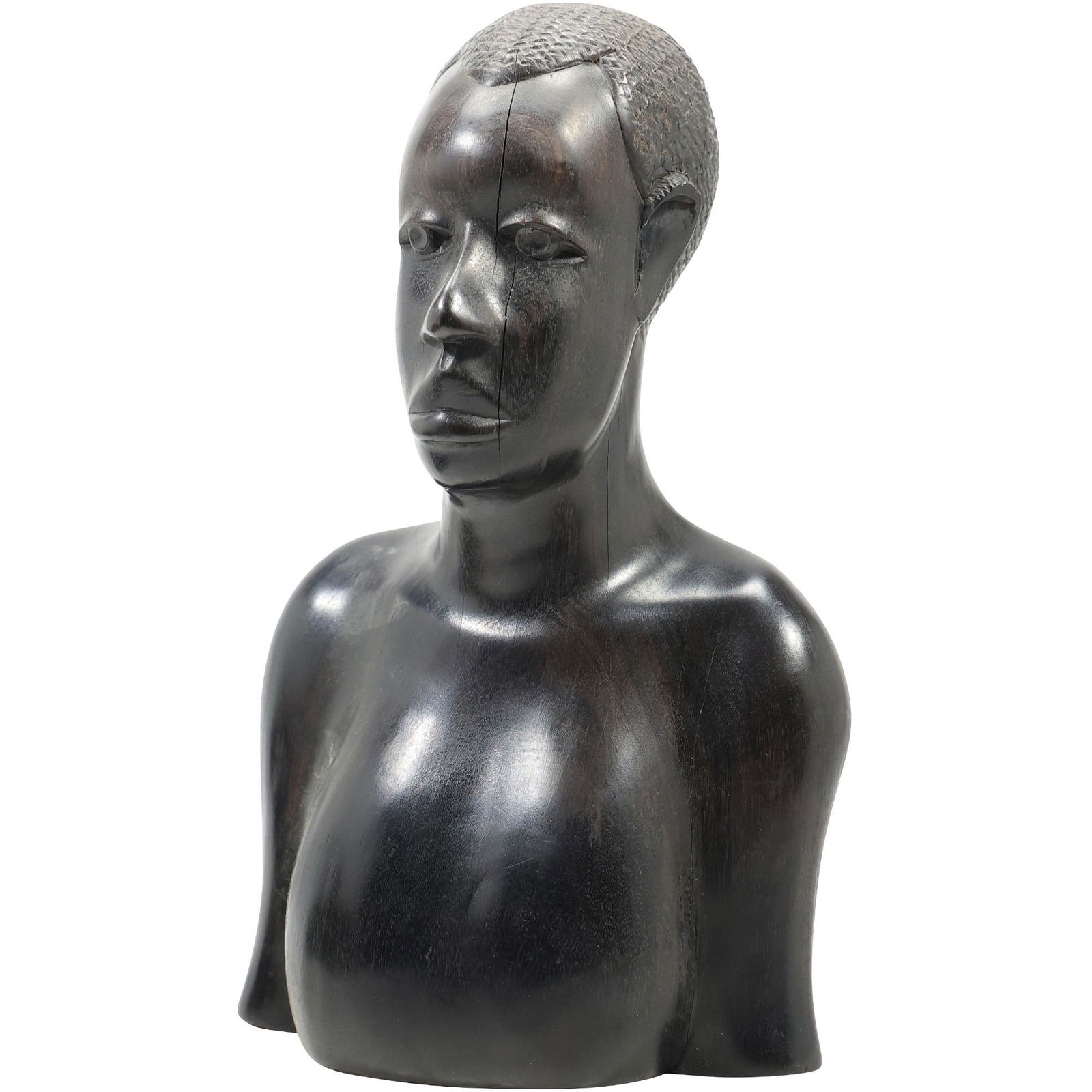 Ebony Wood Carved Bust of an African Man - Original Patina (1 of 15)