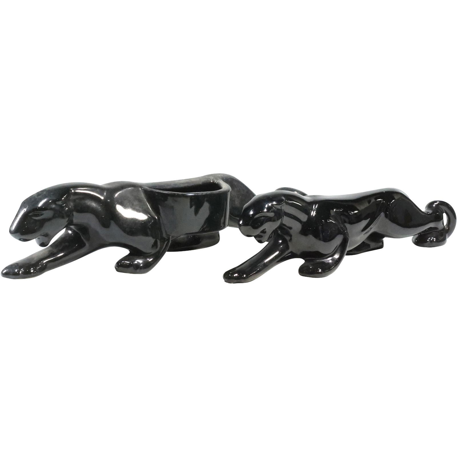 [2] Black Ceramic Panthers Royal Haeger, one is a planter (1 of 20)