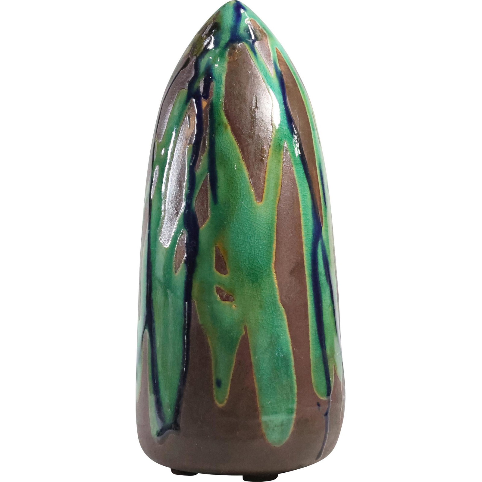 Mid-Century Modern Art Pottery Lava Glazed 12 inch Garniture Sculpture: Mid-Century Modern Art Pottery Lava Glazed 12 inch Garniture Sculpture. size: 12 x 5