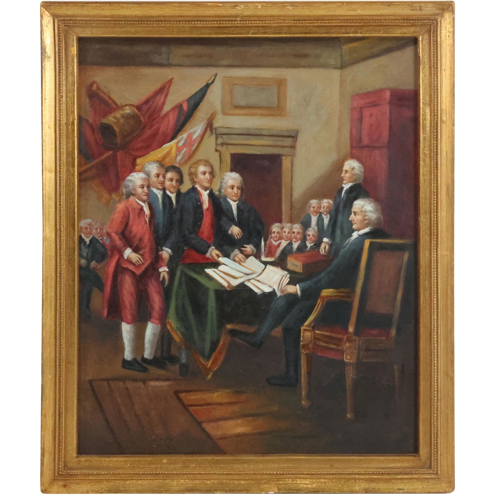 20th C. Replica Oil Painting on Canvas The Signing Declaration of Independence (1 of 12)