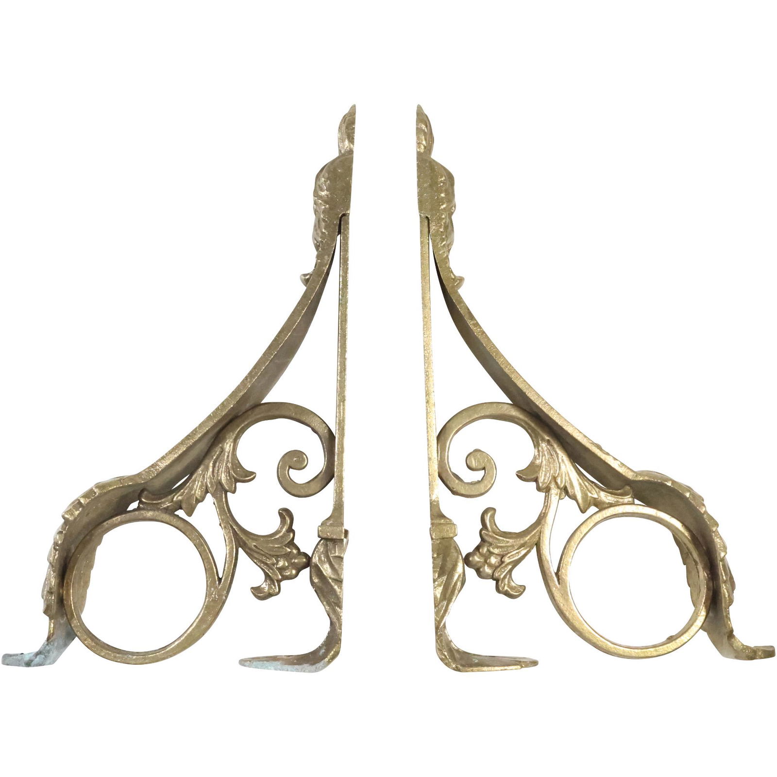 Pair Brass Ornate Curtain Rod Wall Brackets 1991 Bombay Co. (1 of 20)
