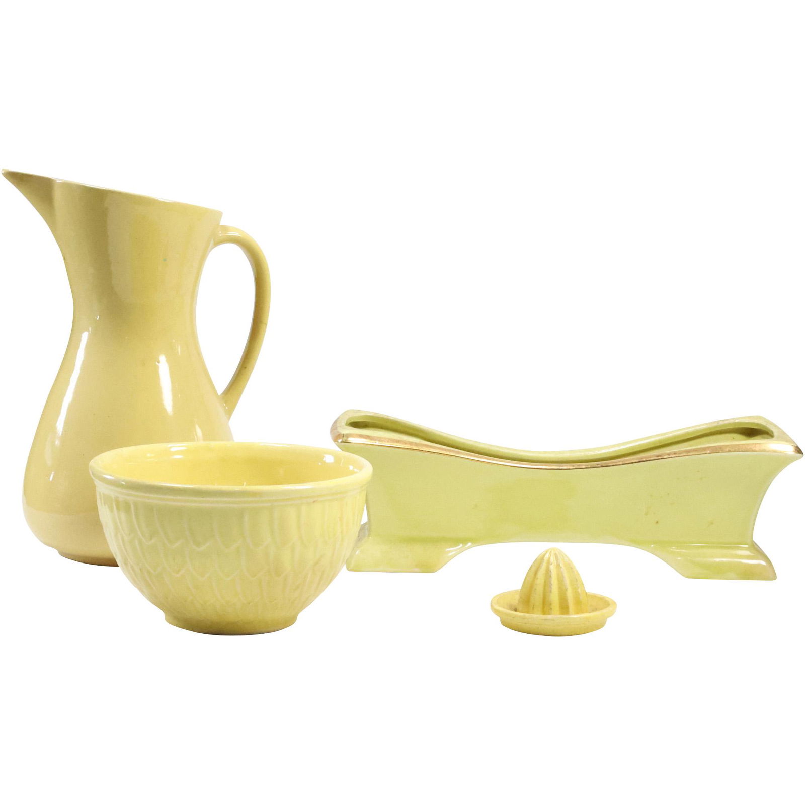 [4] Assorted Mid-Century Yellow Ceramic & Pottery: Pitcher, Bowl, Planter, Orange Juicer (1 of 20)