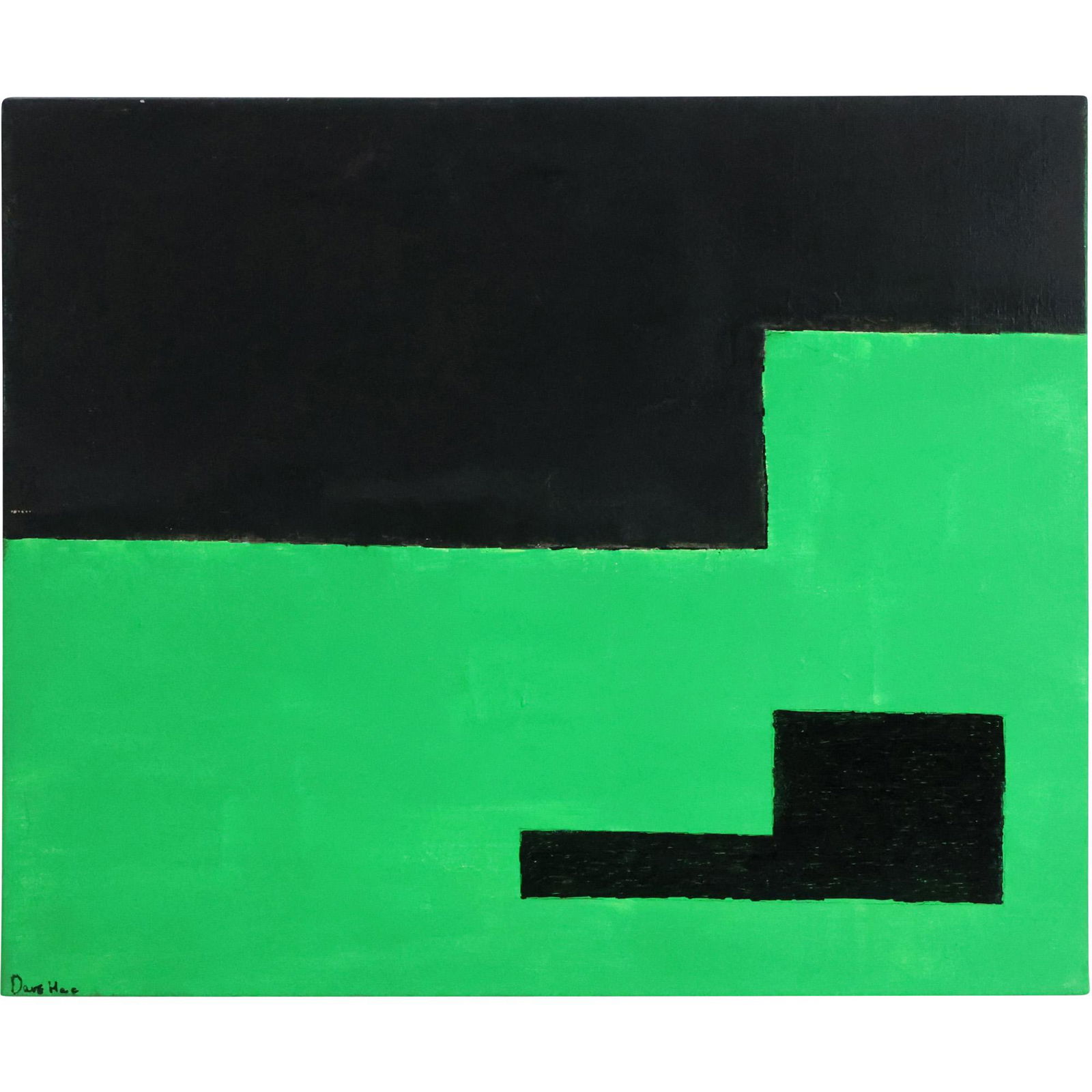 DAVE MAC, 20th C. Philadelphia Artist  ABSTRACT GREEN AND BLACK Oil Painting on Canvas (1 of 13)