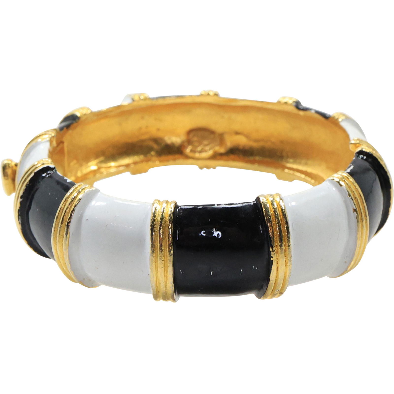 Enameled Bangle Bracelet Black, White, Gold - Original by Robert (1 of 10)