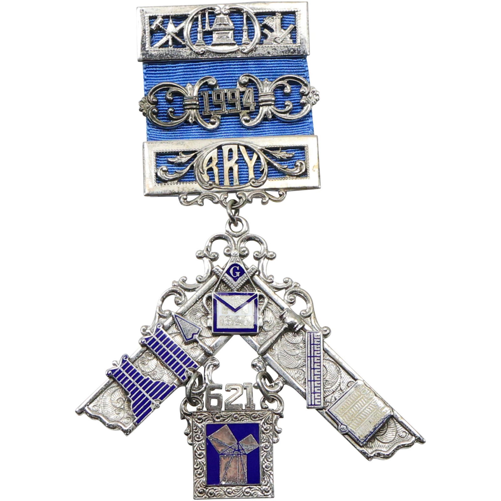 Sterling Silver 1994 MASON BADGE 5 in. x 3.5 in.: Sterling Silver 1994 MASON BADGE 5 in. x 3.5 in.