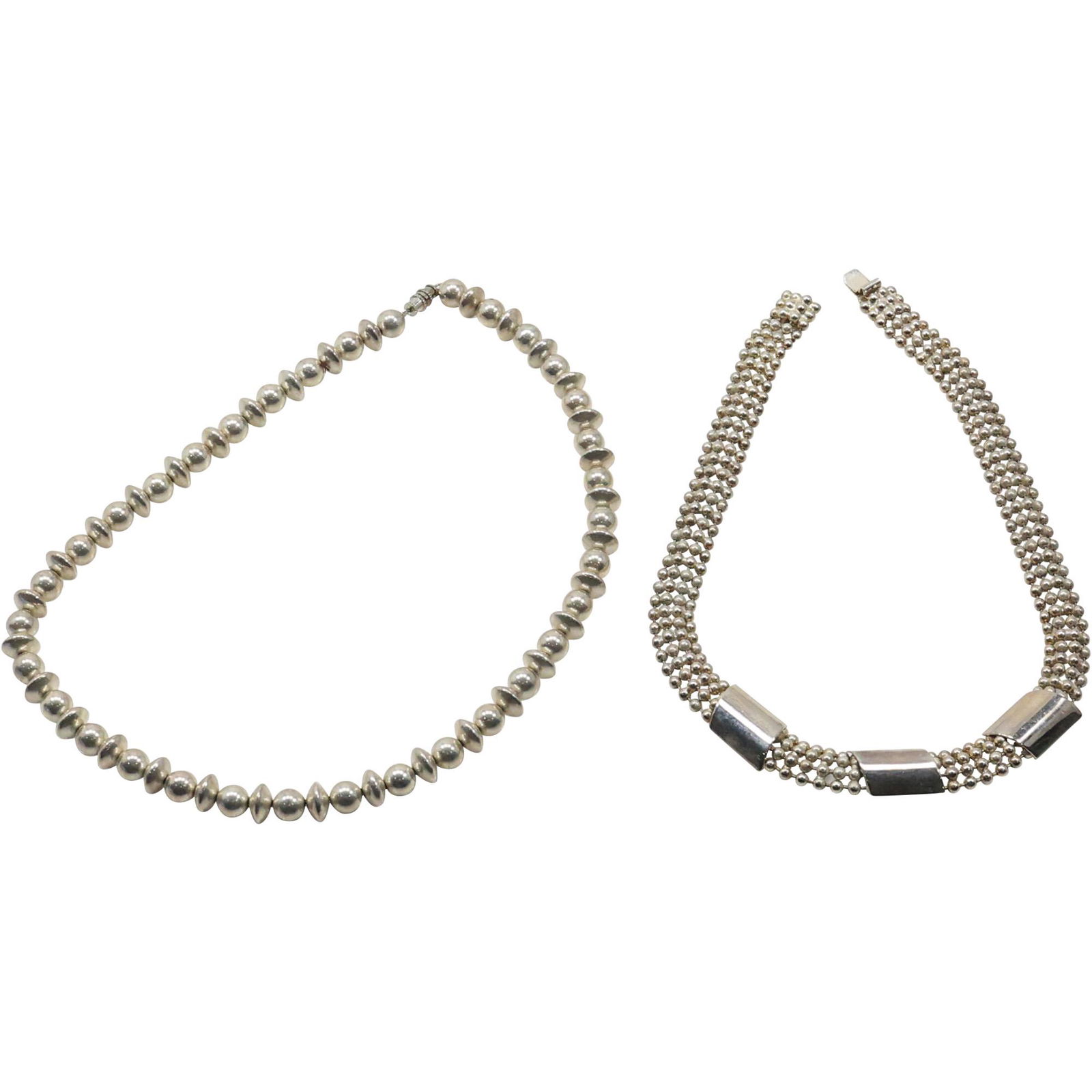 [2] Sterling Silver Beads Necklace Modern Designer 18 in. & Sterling 4 Rows Beads Necklace (1 of 16)