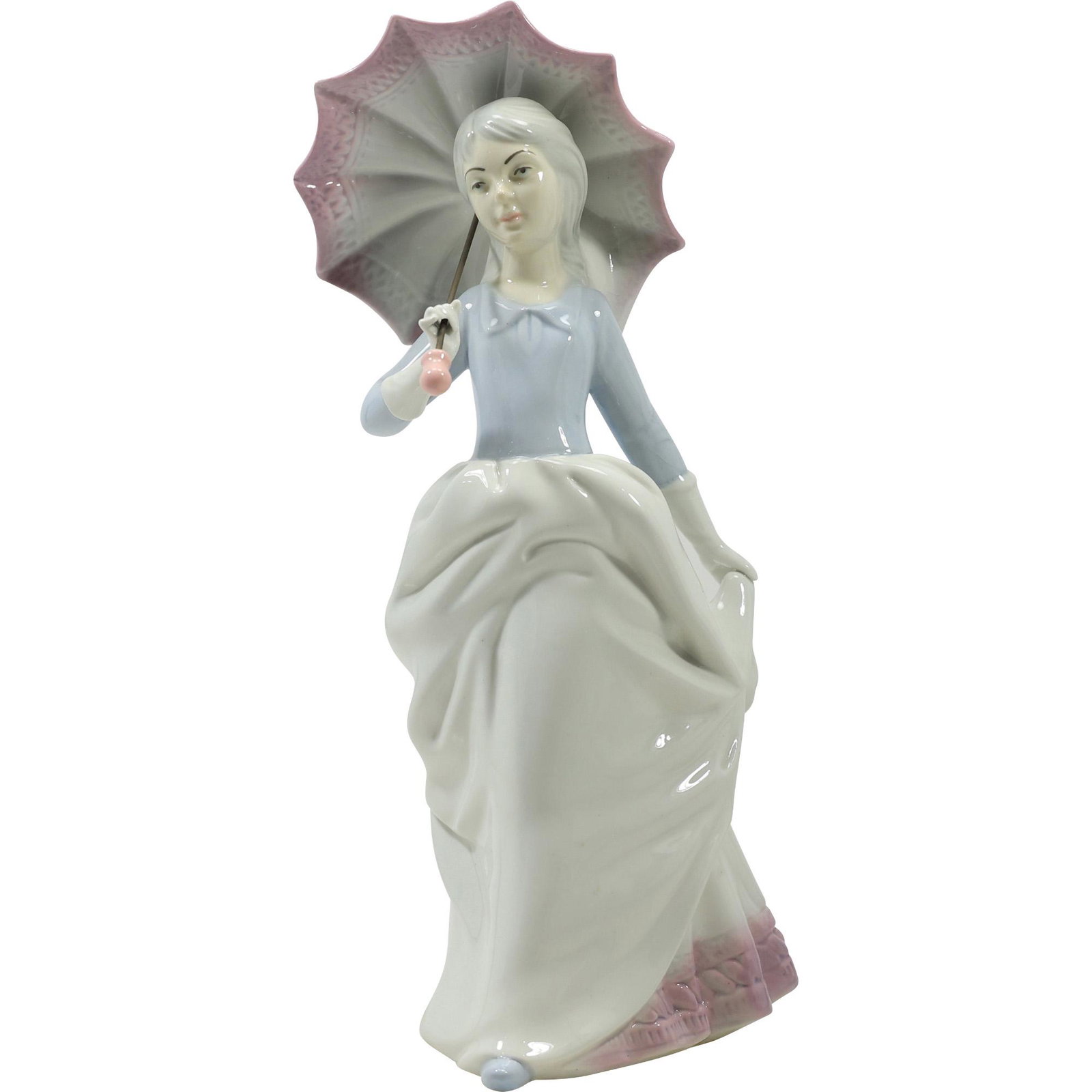 Fine Porcelain Woman with Umbrella, Marked on Base 13 inches height: Fine Porcelain Woman with Umbrella, Marked on Base 13 inches height. size: 13h 5.5w