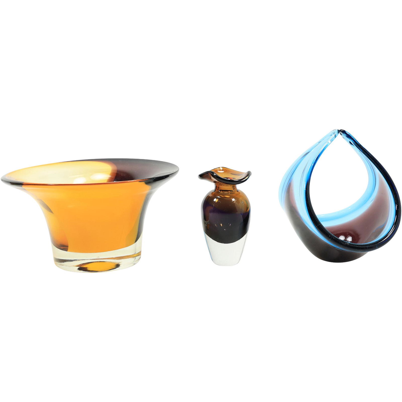 [3] Assorted Mid-Century Modern Art Glass Bowl, Vase, Basket (1 of 20)
