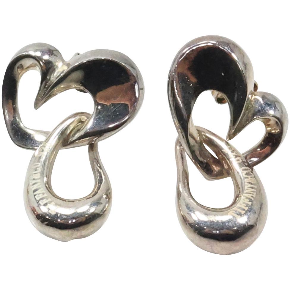 TIFFANY & CO .925 Sterling Silver Heart / Tear Drop Earrings (1 of 8)