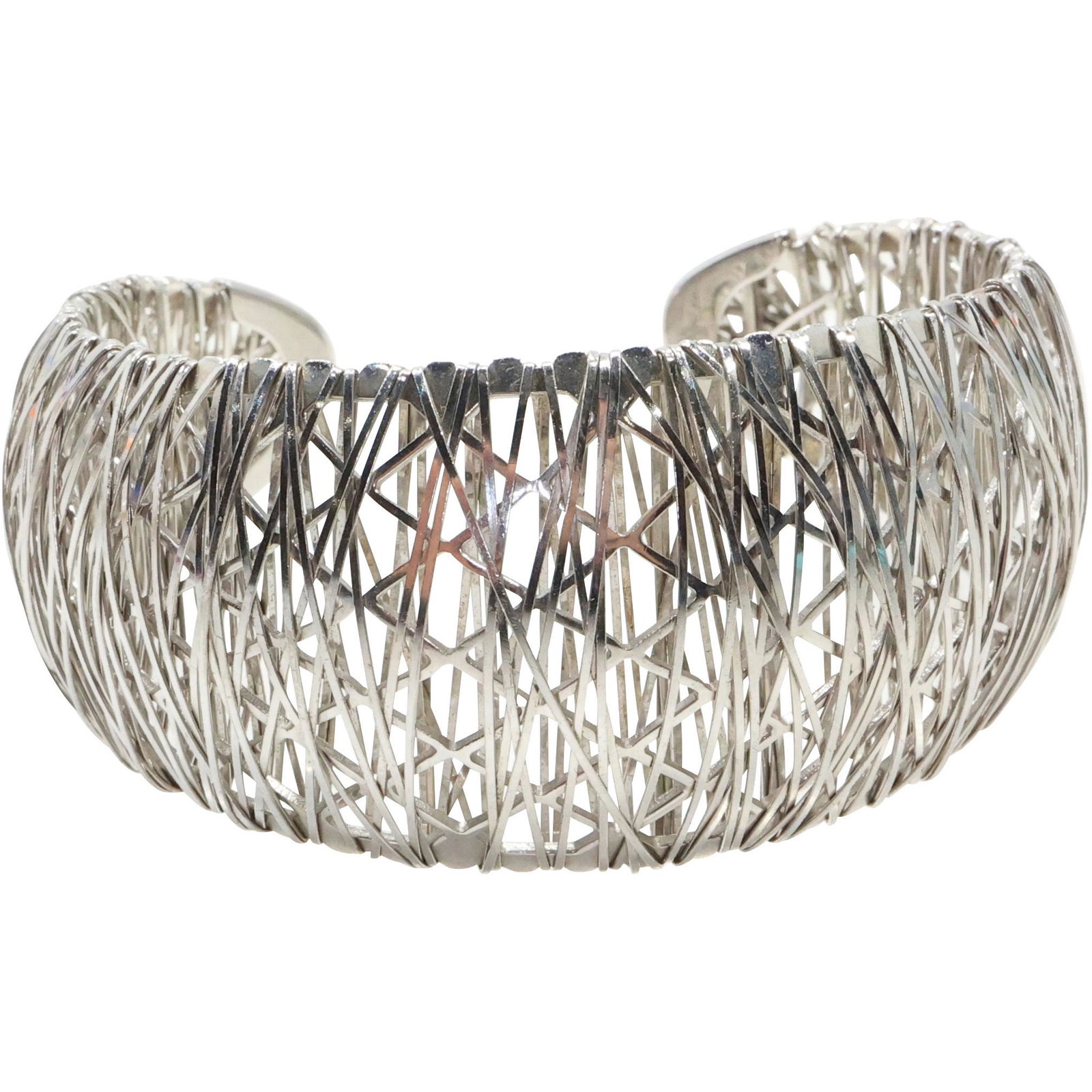 .925 Sterling Silver Italy Milor Spun Cuff Bracelet Mid-Century Modern (1 of 10)