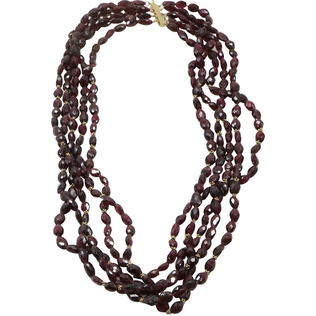 5-Strand Amethyst Necklace 20 in. x 1 in.: 5-Strand Amethyst Necklace 20 in. x 1 in.
