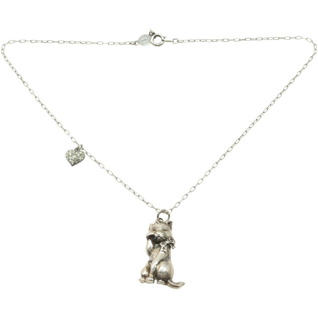.925 Sterling Silver CAT Pendant Necklace on Sterling Chain Catherine Papesco France (1 of 10)