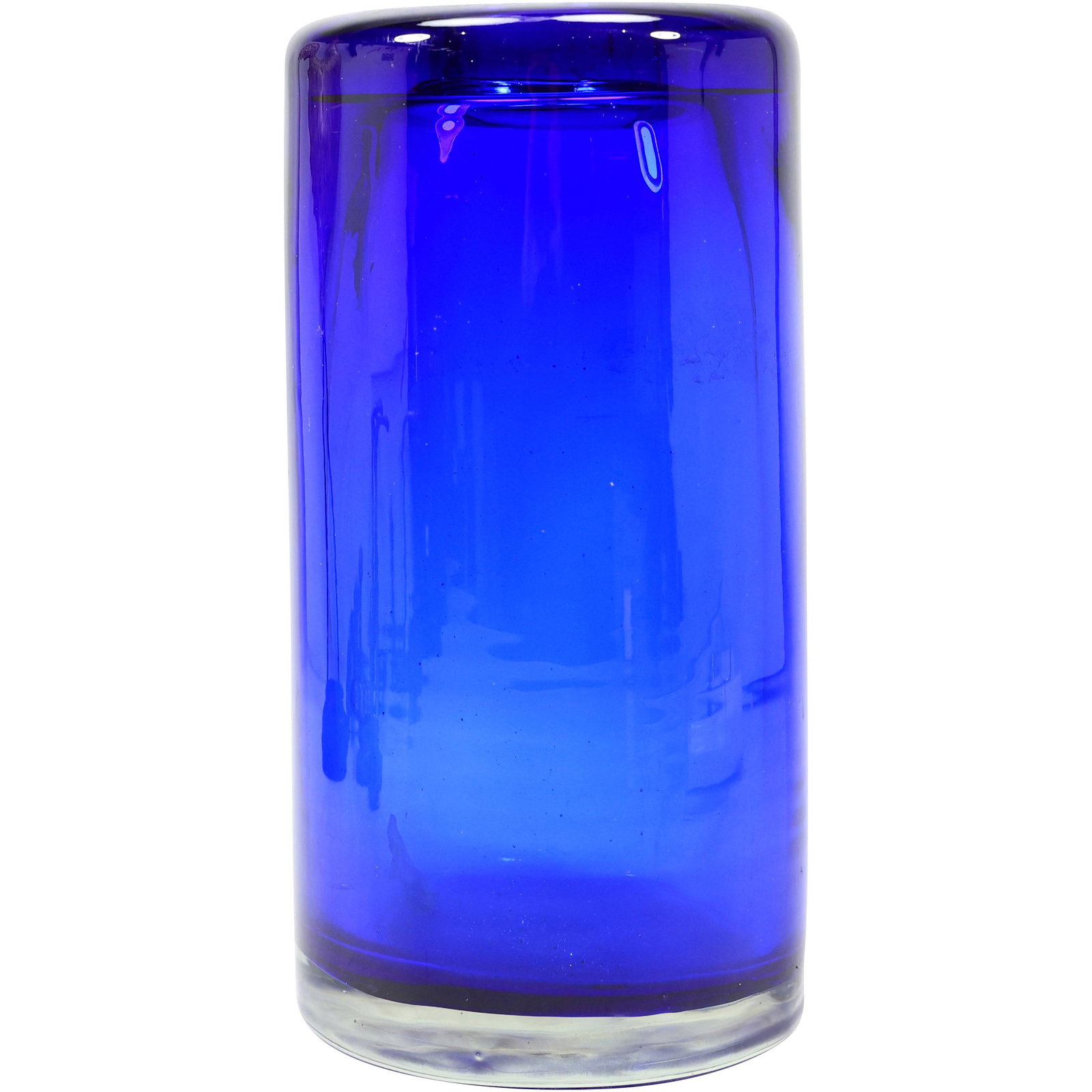 Tall Cobalt Blue Heavy Glass Cylindrical Vase Mid-Century Modern 11.5 inches height (1 of 12)