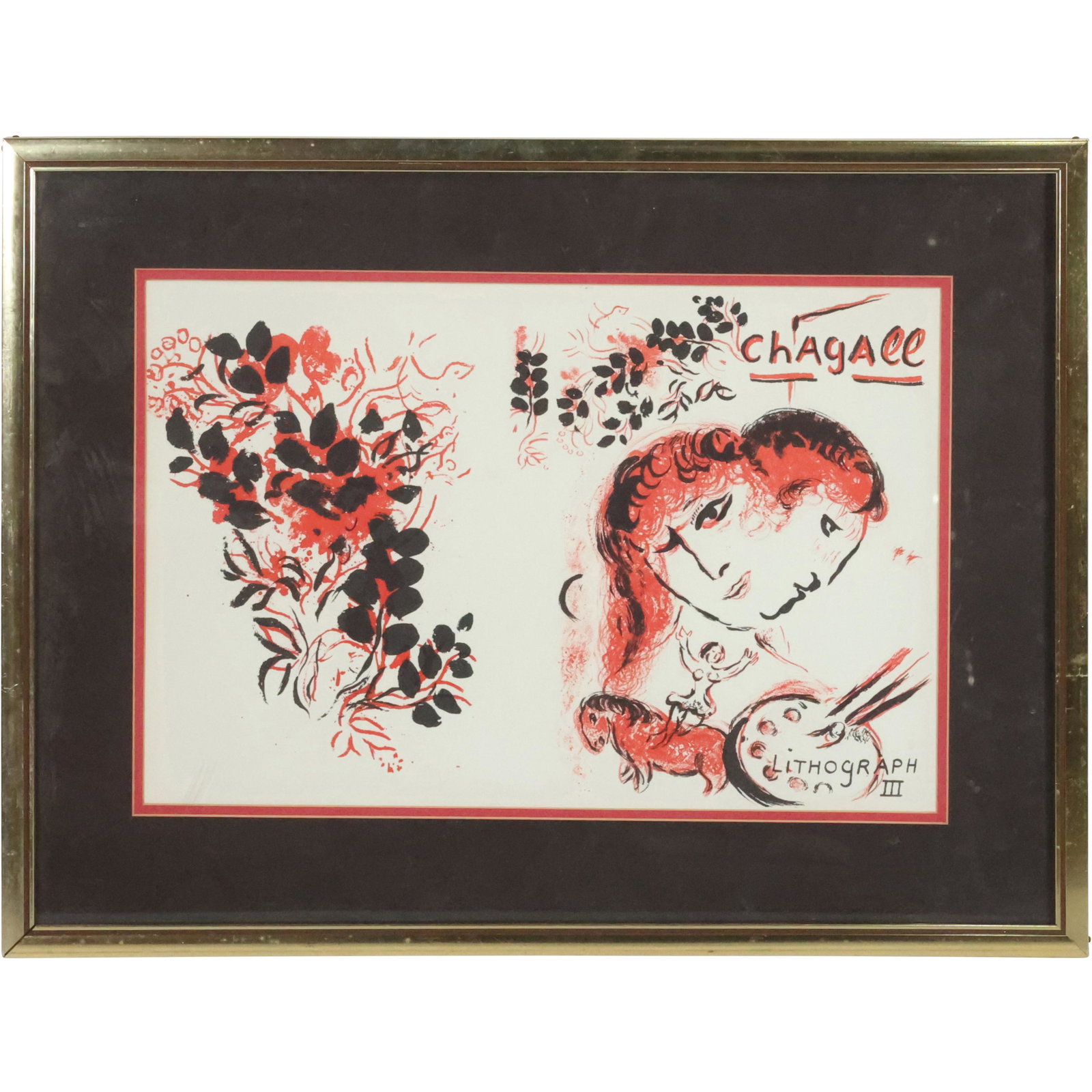 Marc Chagall Vintage Framed Lithograph titled "Lithograph II", Signed in Plate (1 of 13)