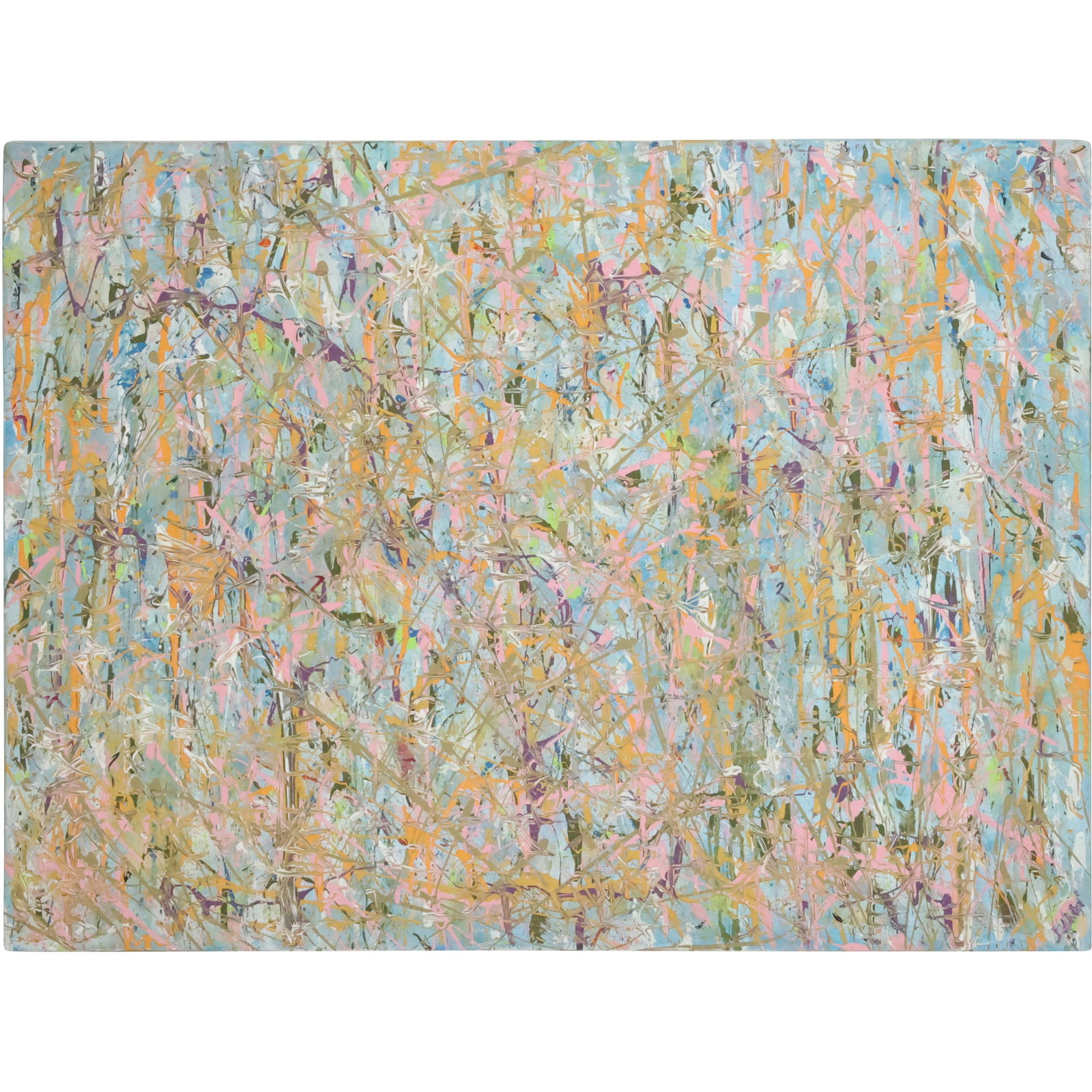 Signed J Landi, 20th C. Abstract Oil on Canvas Painting Drip Art after Pollock (1 of 12)