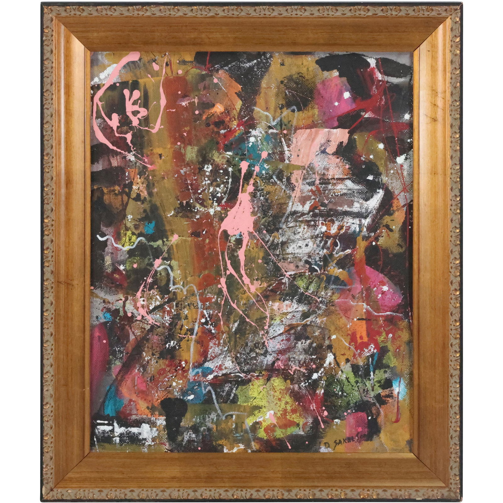 Dennis Sakelson, 20th C. Abstract Artist Bucks County Pa, Busy Abstract Oil on Board Painting (1 of 11)