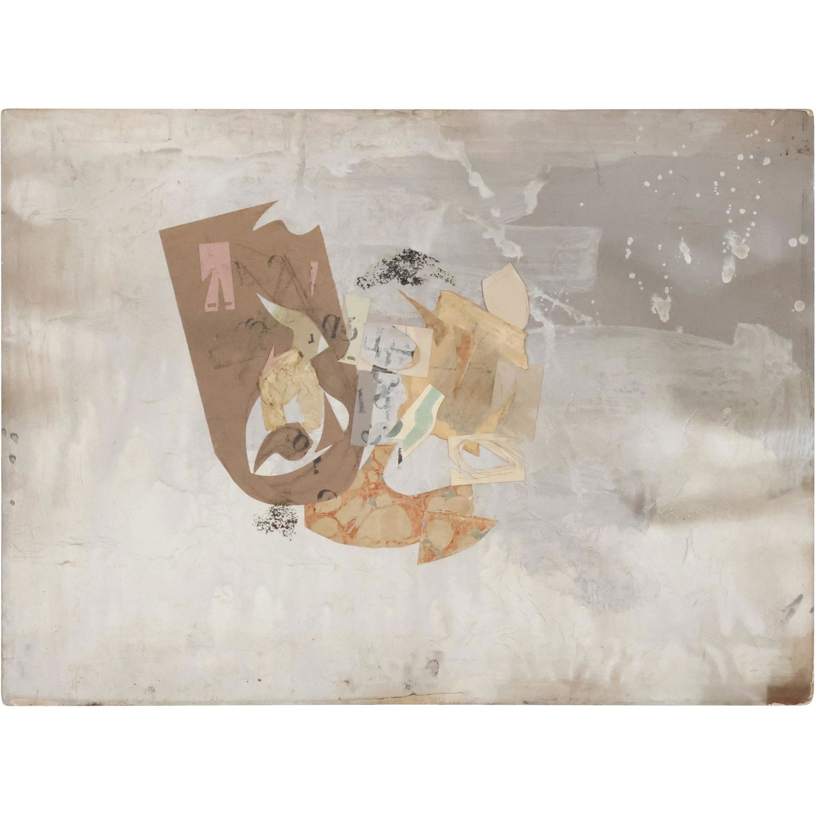 1950s Oil and Mixed Media Painting Collage Abstract Composition on Board (1 of 15)