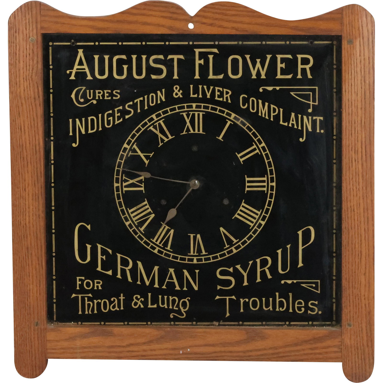 August Flower German Syrup Vintage Advertising Clock in Oak Frame (1 of 20)