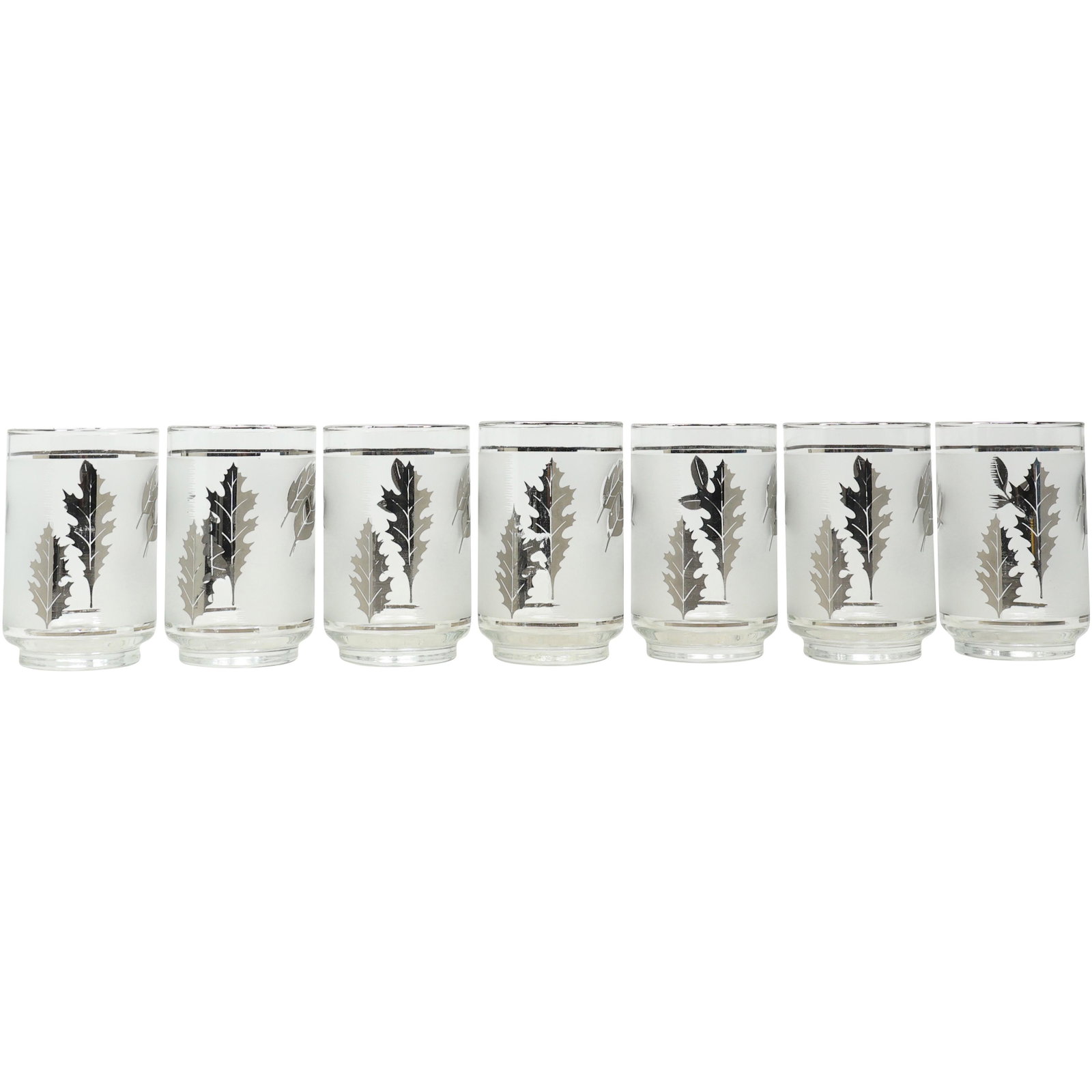 [7] Libbey Glass Silver Leaf Cocktail Glasses Mid-Century Modern: [7] Libbey Glass Silver Leaf Cocktail Glasses Mid-Century Modern. size: 4.5h 2.75w