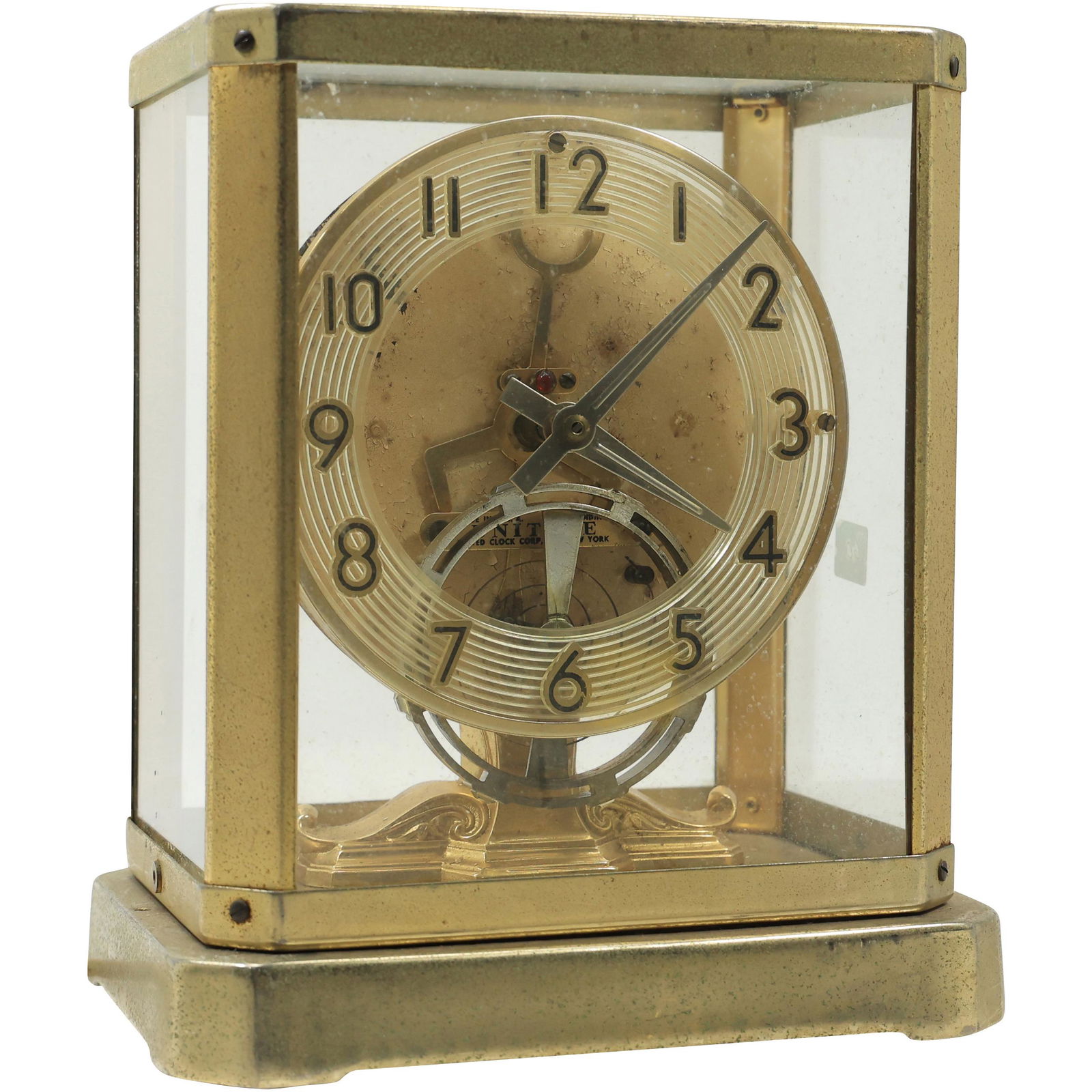 Vintage Electric Clock In Brass Case Non Working Atmos Style By United