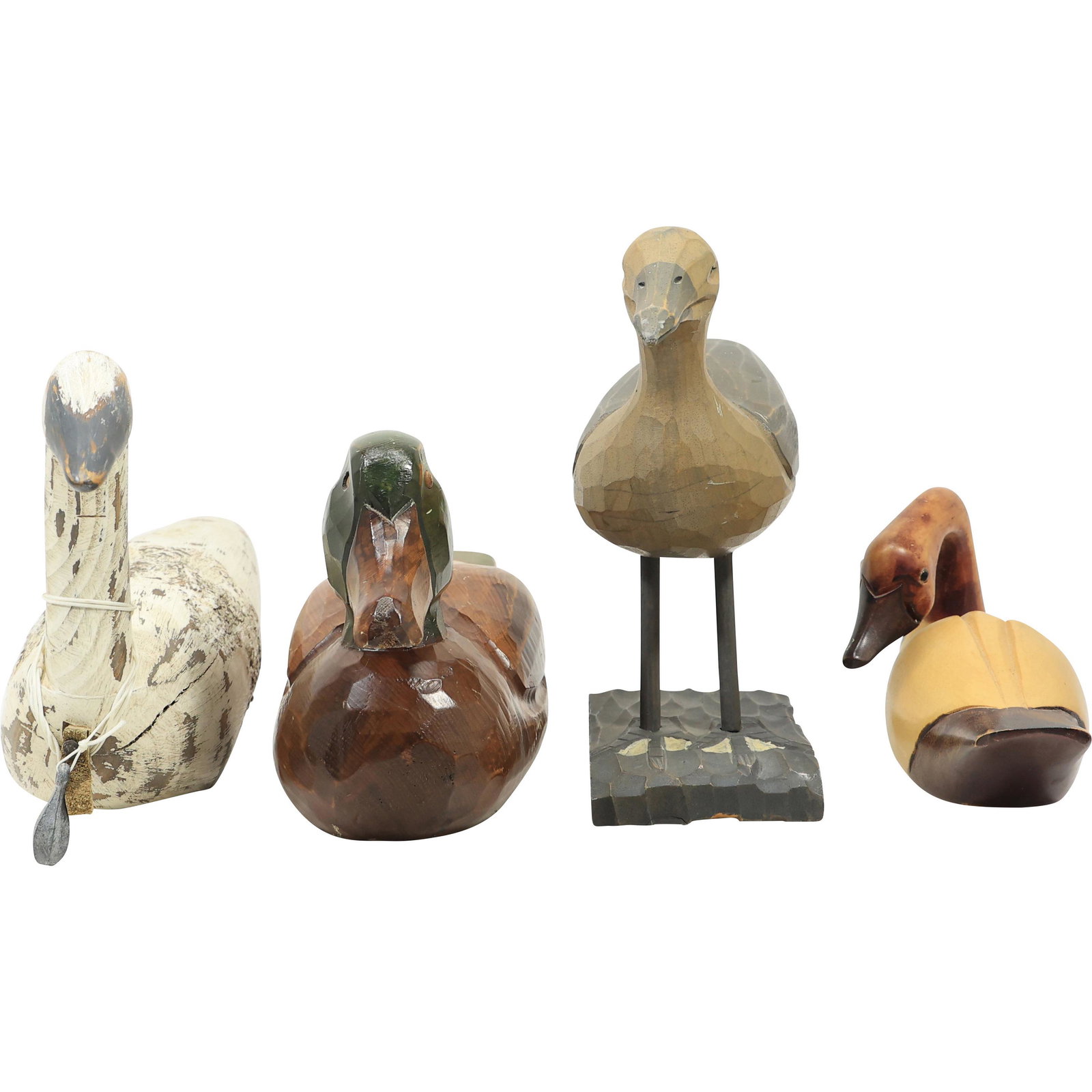 [4] Assorted Carved Wood Duck Decoys and a Carved Wood Shore Bird (1 of 20)