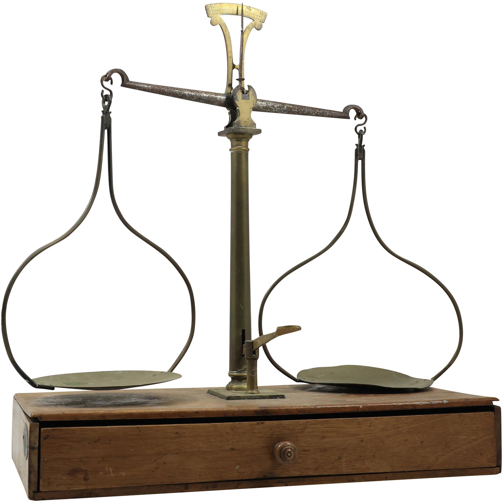 Antique 19th C. Pharmaceutical Scale on Wooden One Drawer Base (1 of 15)