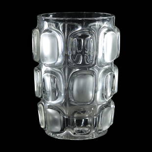 Optical Glass Vase by Frantisek Vizner for Libochovice 1960s ; 7 inches height: Optical Glass Vase by Frantisek Vizner for Libochovice 1960s ; 7 inches height. size: 7h 5w