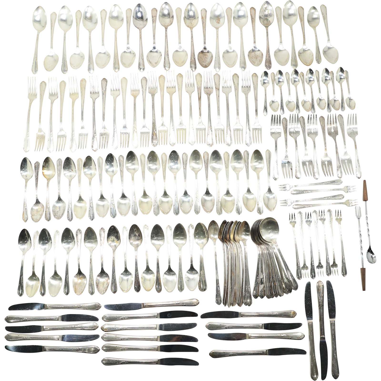 100+ Pieces Silver Plate Flatware in Wood Box - See Pictures for Item Count (1 of 16)