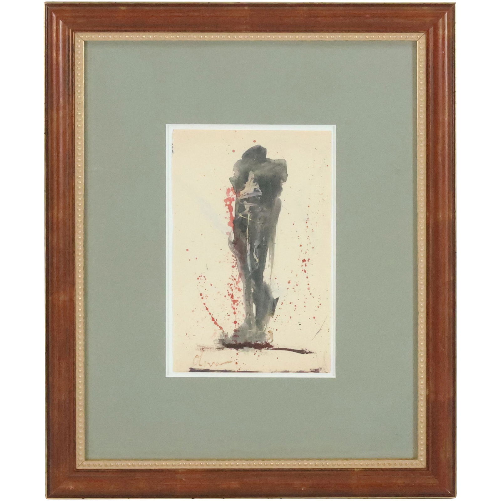 Nathan Oliveira (1928-2010) "Standing Figure", Mixed Media, [Attributed] Bears Signature (1 of 11)