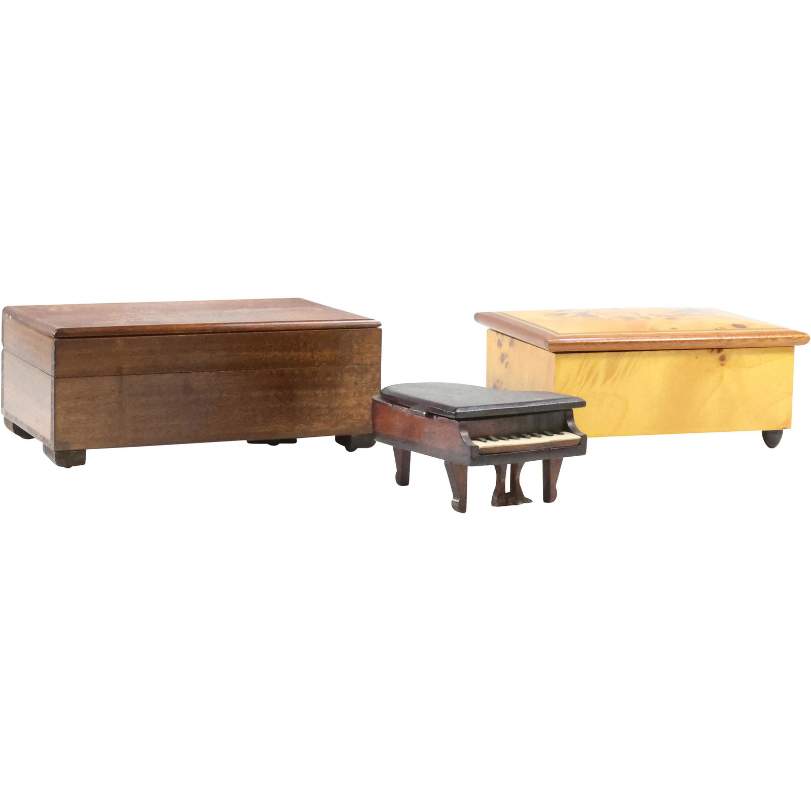 [3] Assorted Wood Jewelry Trinket Boxes: Piano Box, Musical Box and Compartment Box (1 of 20)