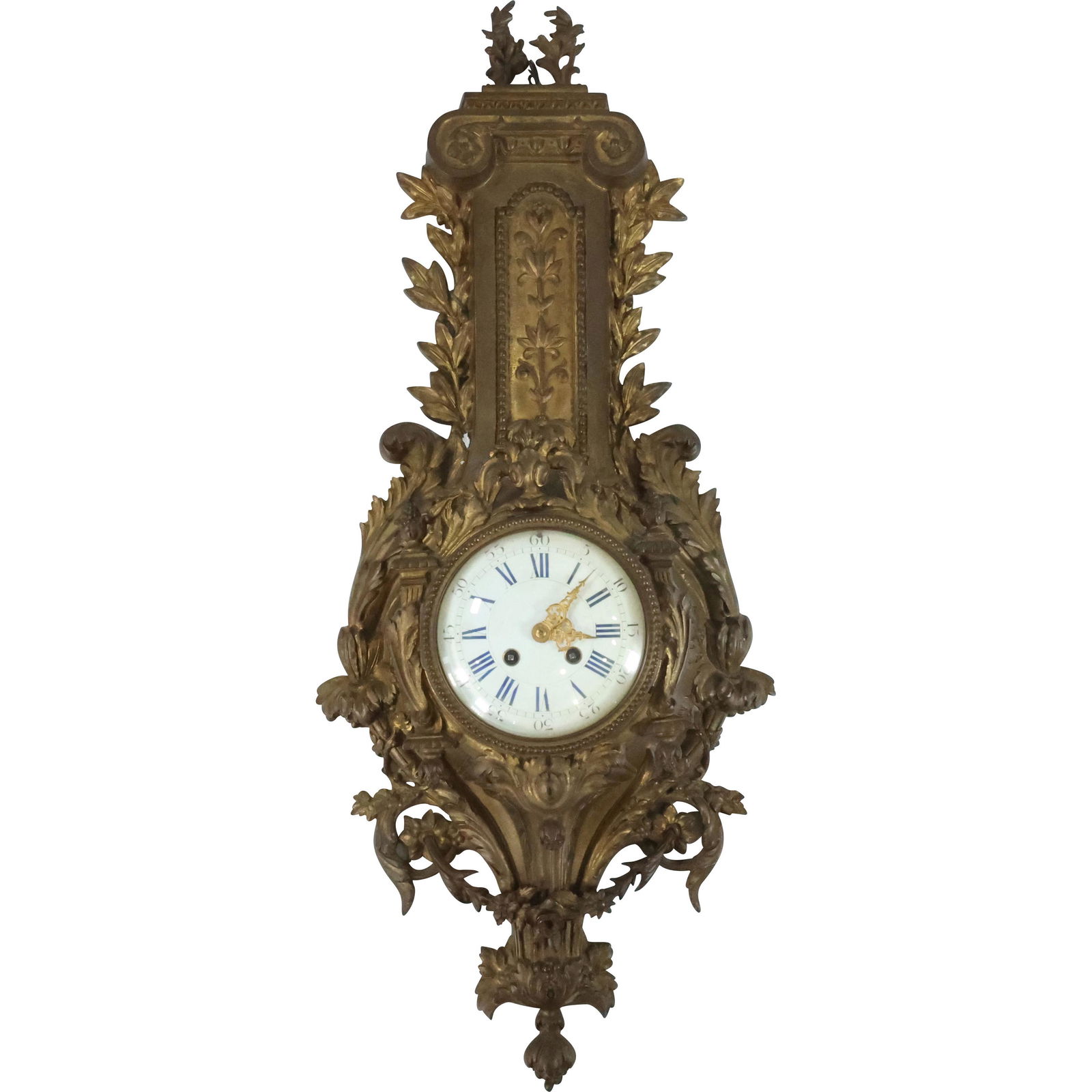 19th C FRENCH BRONZE CARTEL WALL CLOCK Medaille D'Arge Vincenti (1 of 16)