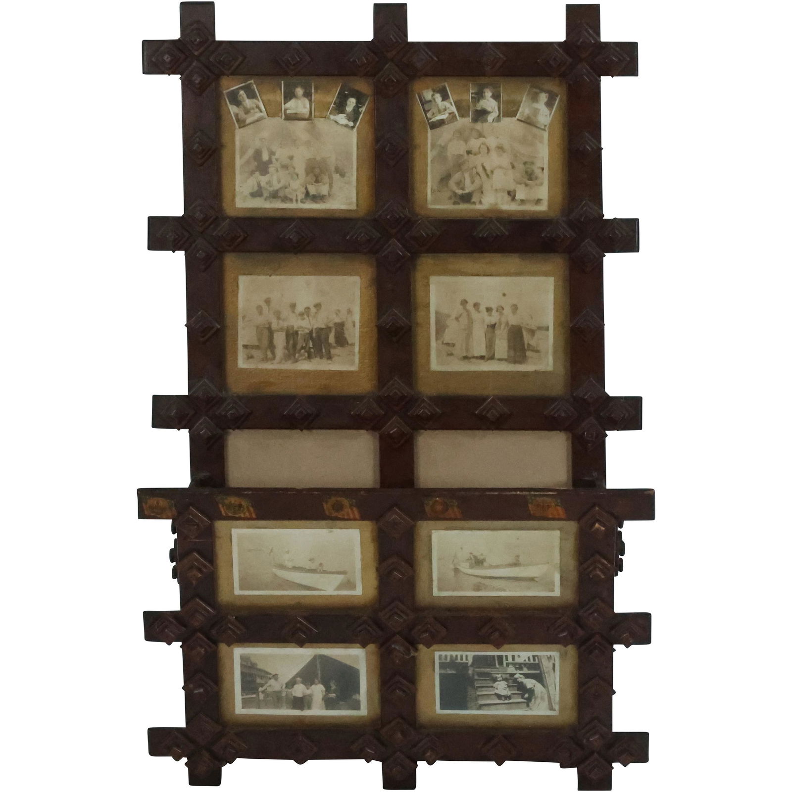 Antique Adirondack Tramp Art Walnut Wall Mount Letter Holder (1 of 15)