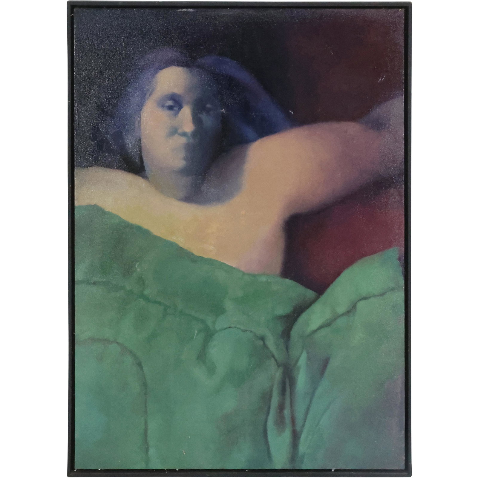 James D Hellter, PAFA Student Show, Oil on Canvas Painting Woman Under a Blanket: James D Hellter, PAFA Student Show, Oil on Canvas Painting Woman Under a Blanket. size: 32 x 22, 33 x 23 outside frame