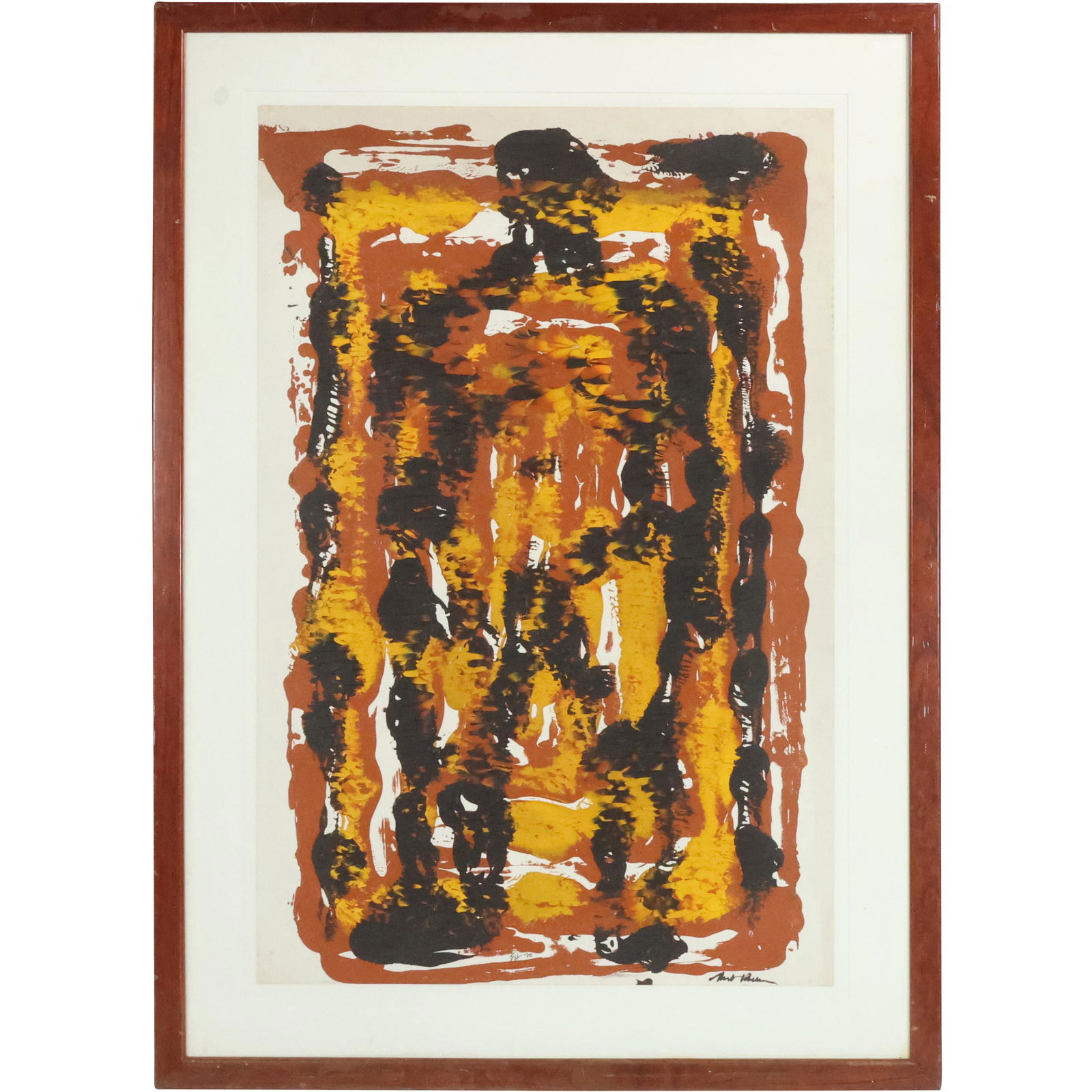 Signed Illegible, 20th C. Acrylic on Paper ABSTRACT, Framed (1 of 16)