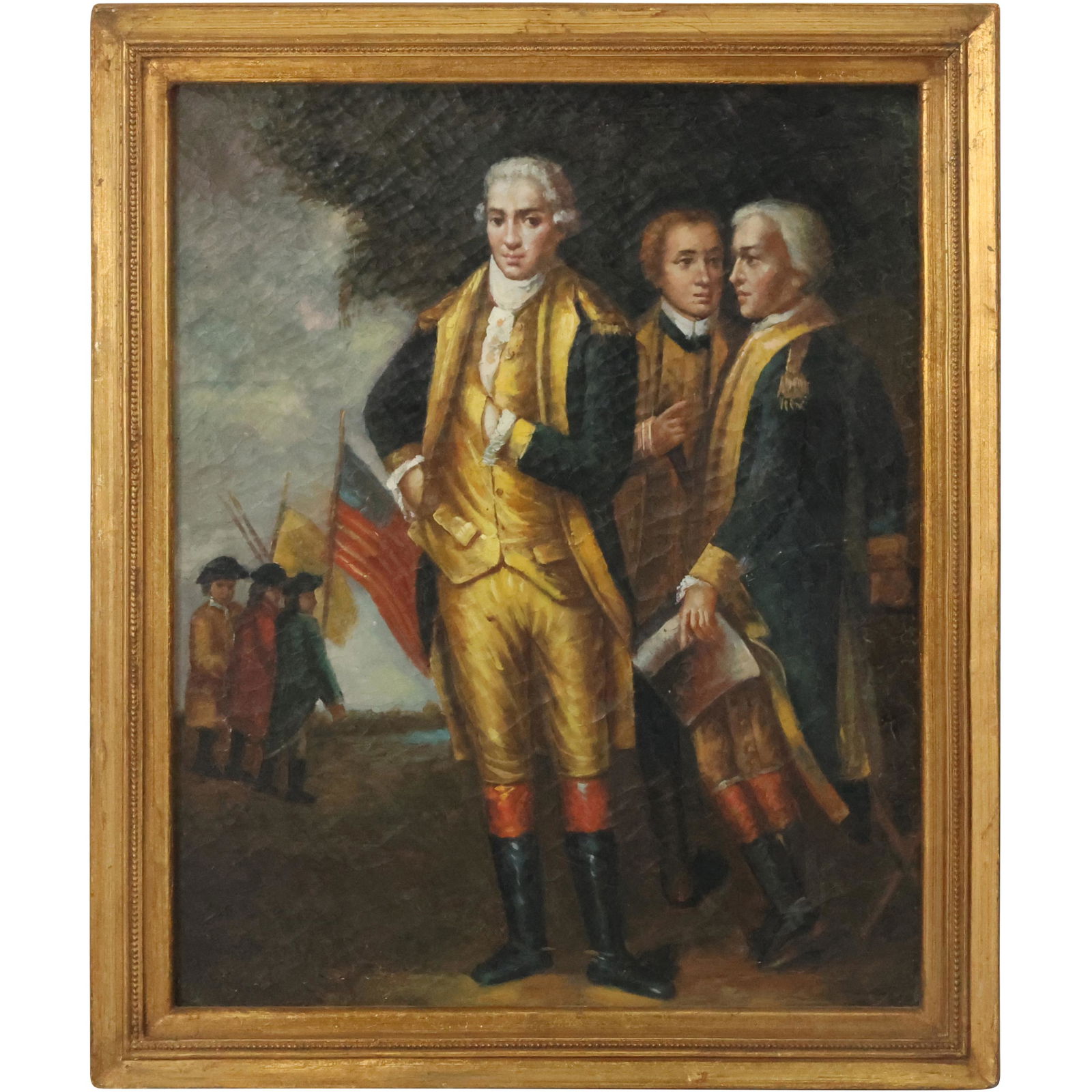 George Washington, A Virginian in Maryland, 20th C. Oil on Canvas Painting, Framed: George Washington, A Virginian in Maryland, 20th C. Oil on Canvas Painting, Framed. size: 20 x 16, 22.75 x 18.75 outside frame