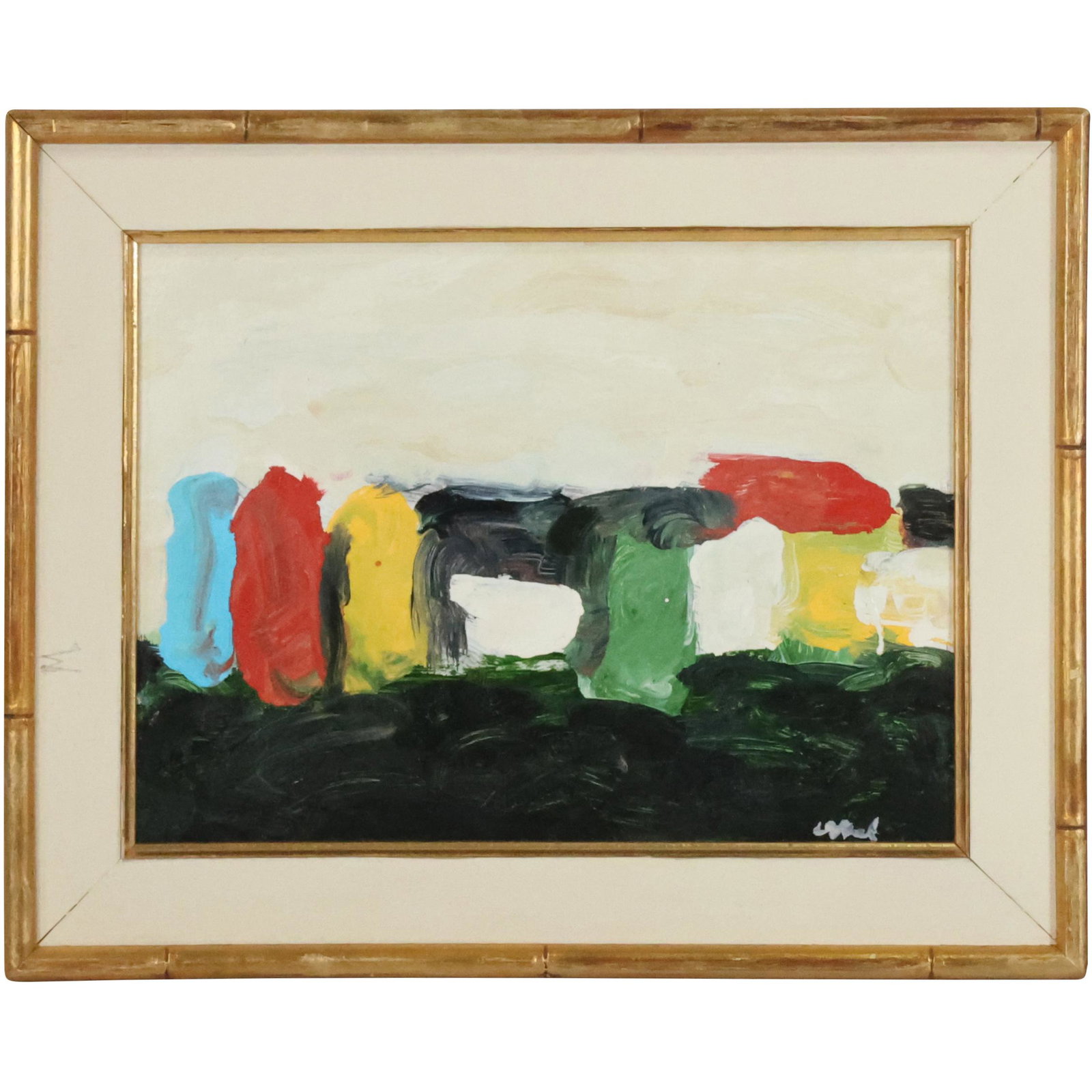 after Nicholas De Stael, Oil Painting Abstract in Multi Colors, bears Signature. Oil on board, Frame: after Nicholas De Stael, Oil Painting Abstract in Multi Colors, bears Signature. Oil on board, Framed. size: 9 x 12, 12 x 15 outside frame