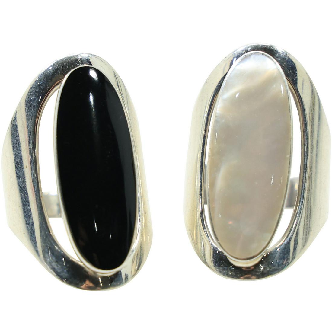 [2] Sterling Silver MOP Ring Size 8.5 and Sterling Silver Black Onyx Ring Size 8.5 (1 of 8)
