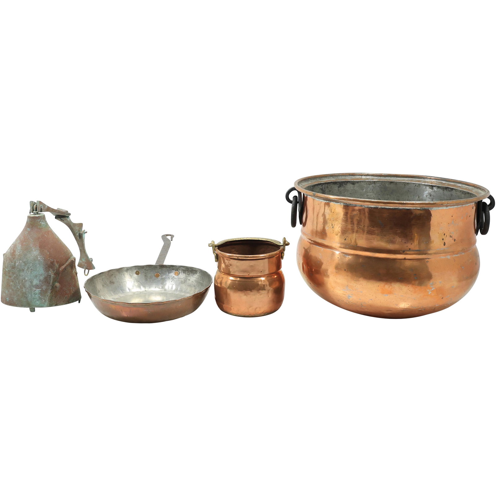 [4] Assorted Vintage Copper Cook Pots, Skillet, Bell (1 of 20)