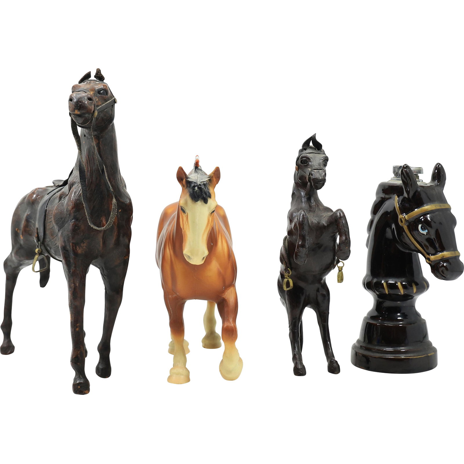 [4] Assorted Equestrian Horse Figures in Leather, Molded Plastic, Ceramic (1 of 20)