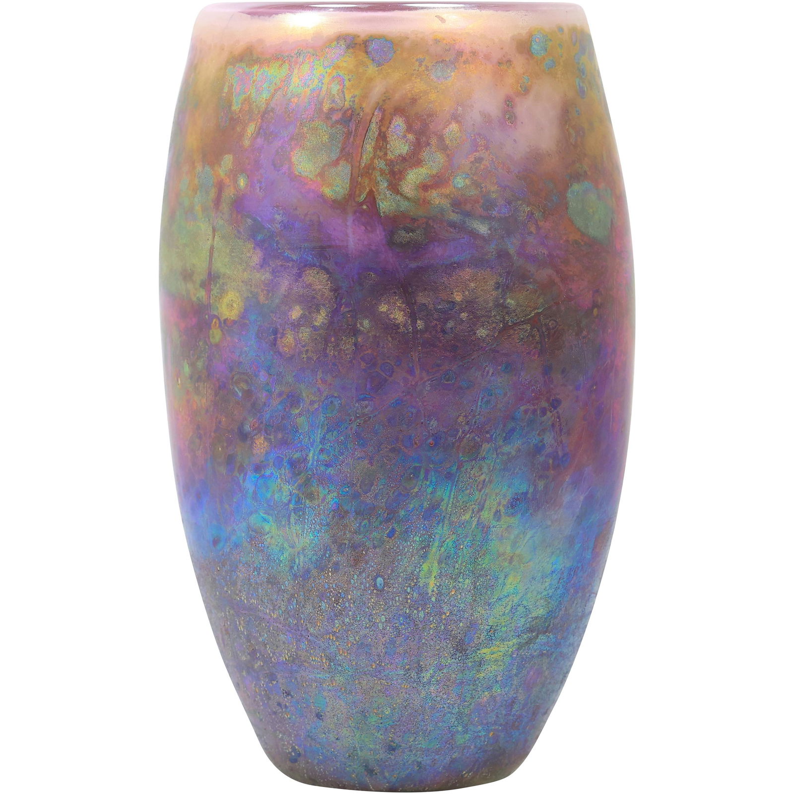 Artist Signed Studio Art Glass Vase Oil Iridescent (1 of 16)