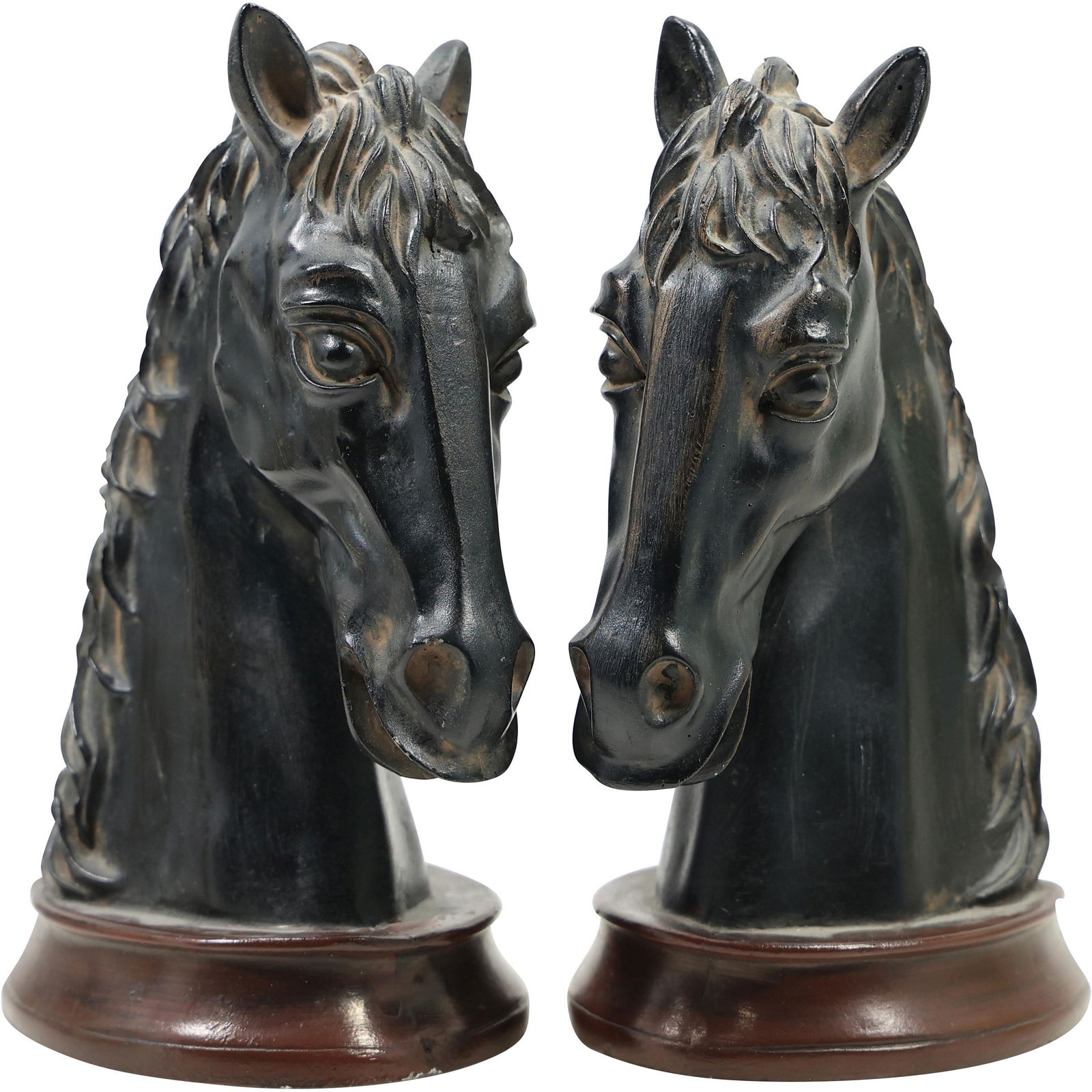 Decorative Horse Head Bookends in Hard Composition - Dark Patina (1 of 11)