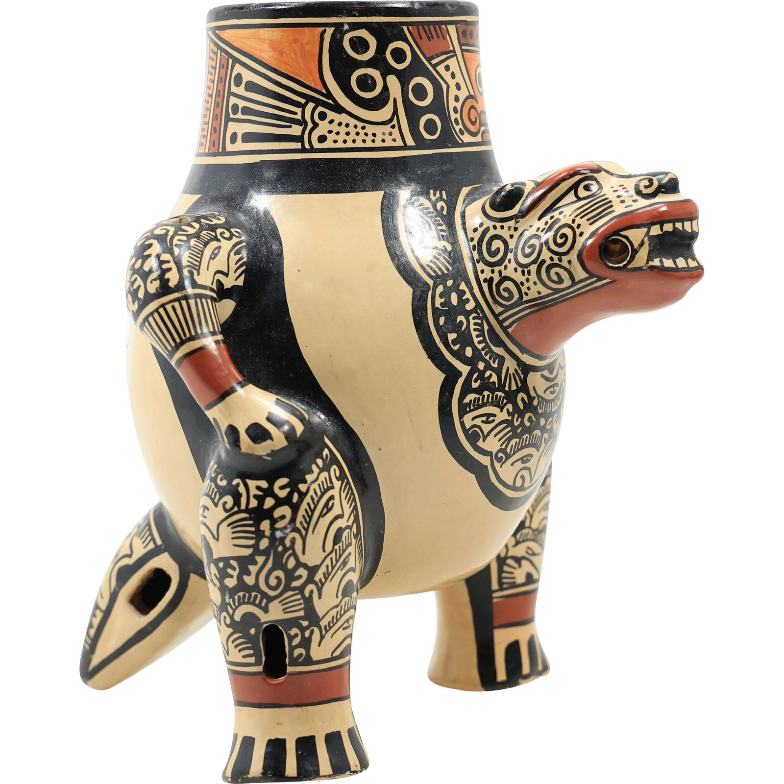 Latin American Decorated Ceramic Pottery TURTLE Figurative Vase (1 of 18)
