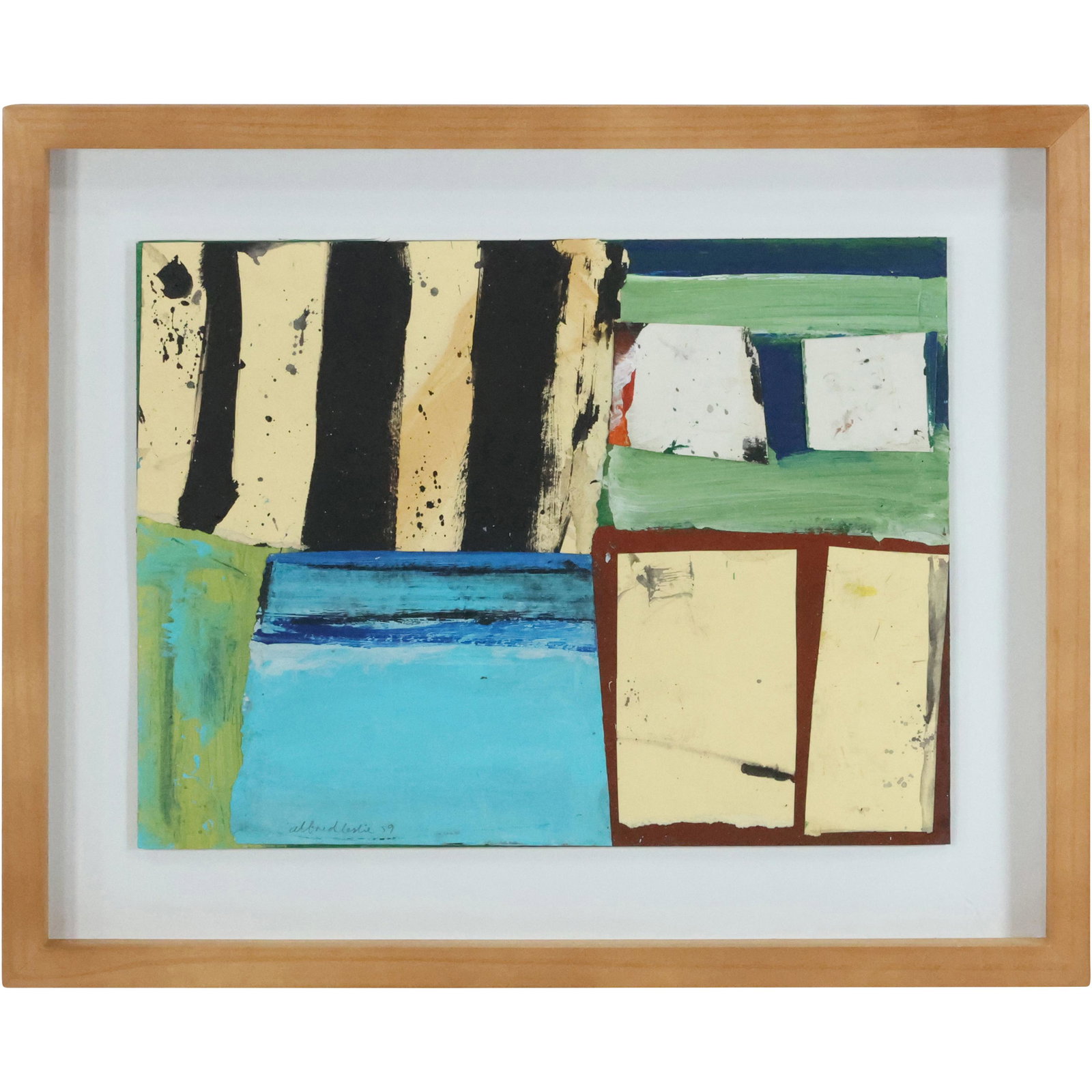 ALFRED LESLIE 1959 ATTRIB. OIL ON PAPER ABSTRACT BLOCKS (1 of 12)