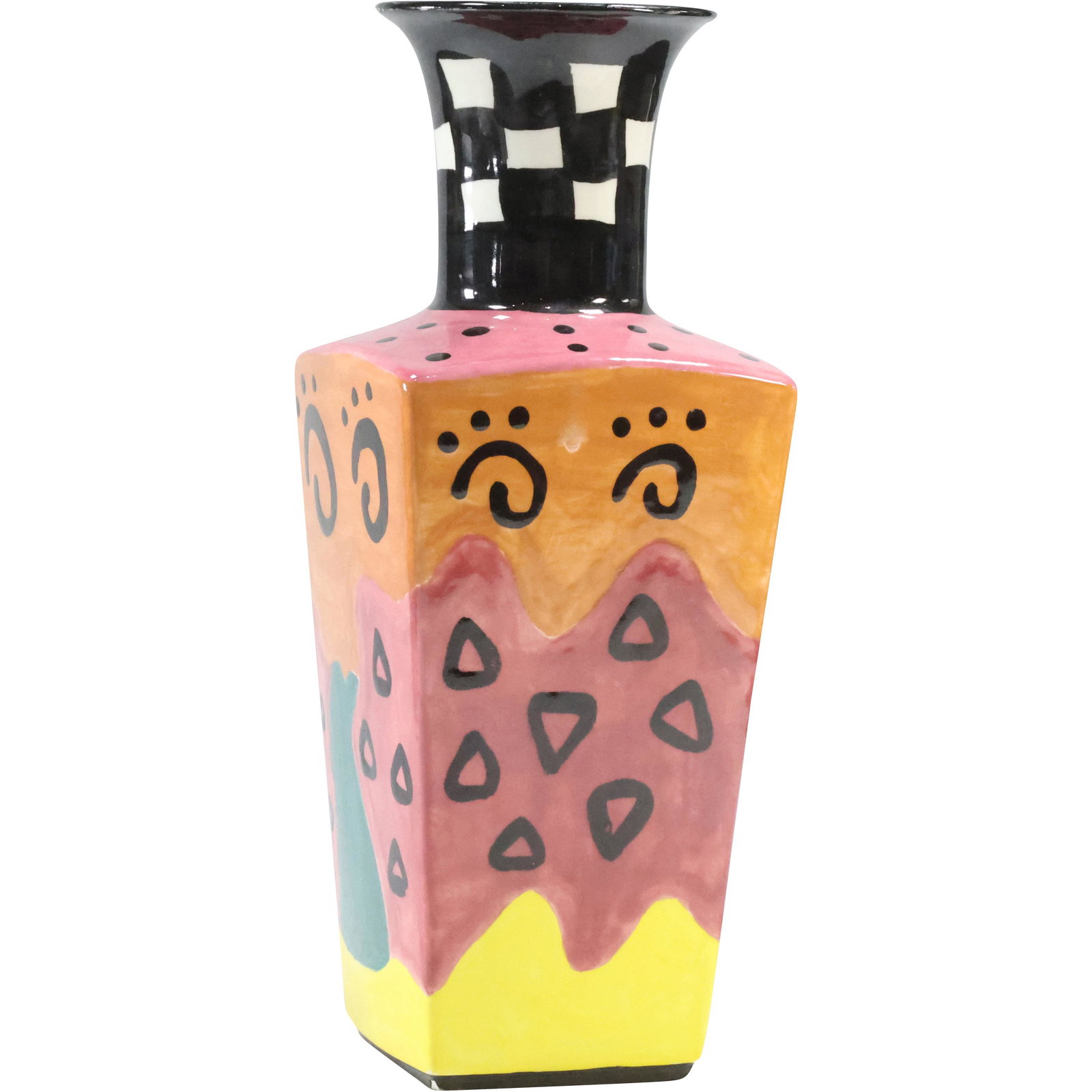 Signed Lynn Rosenzweig Colorful Abstract Ceramic Vase Mid-Century Modern (1 of 10)